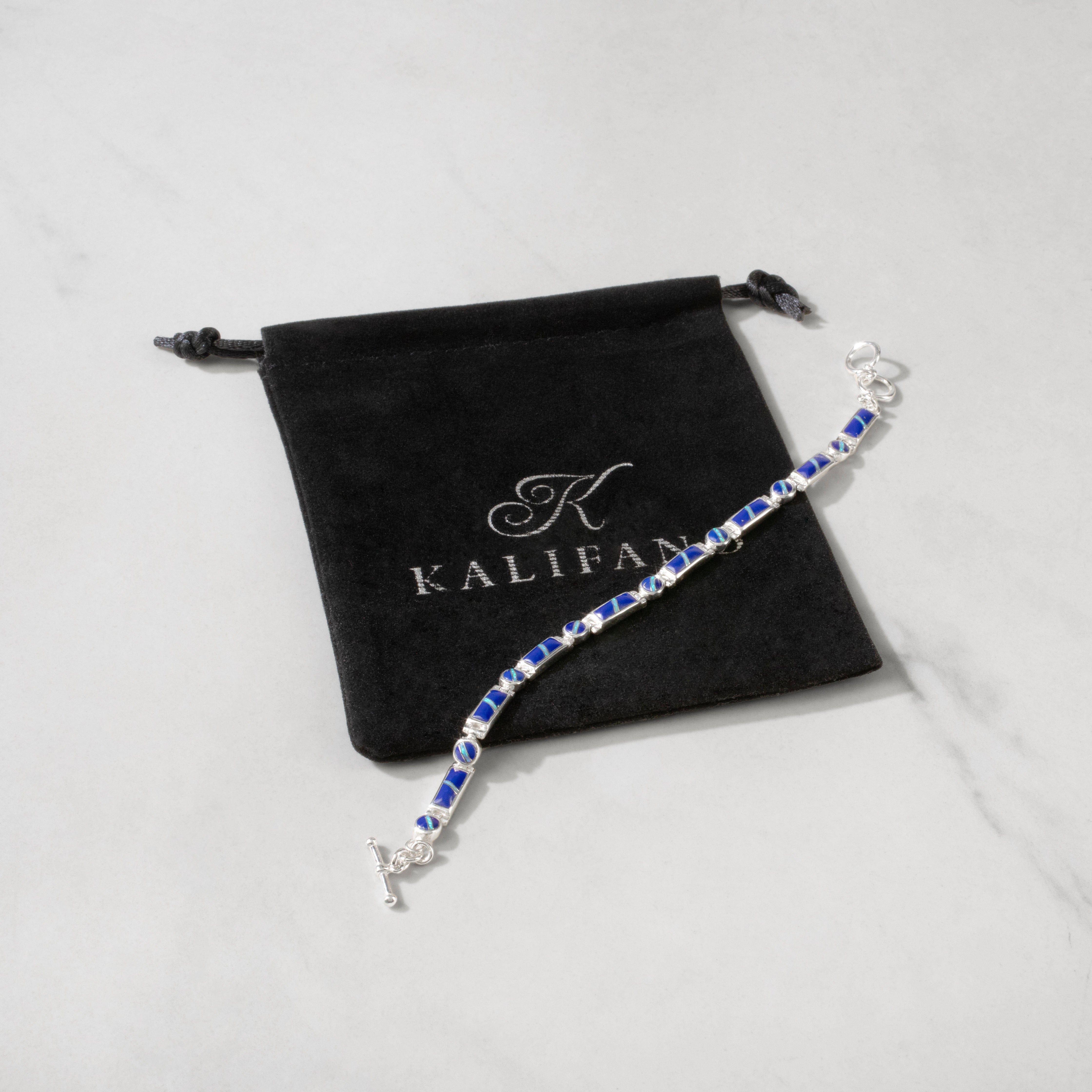 Kalifano Southwest Silver Jewelry Lapis 925 Sterling Silver USA Handmade Bracelet NMB.0218.LP