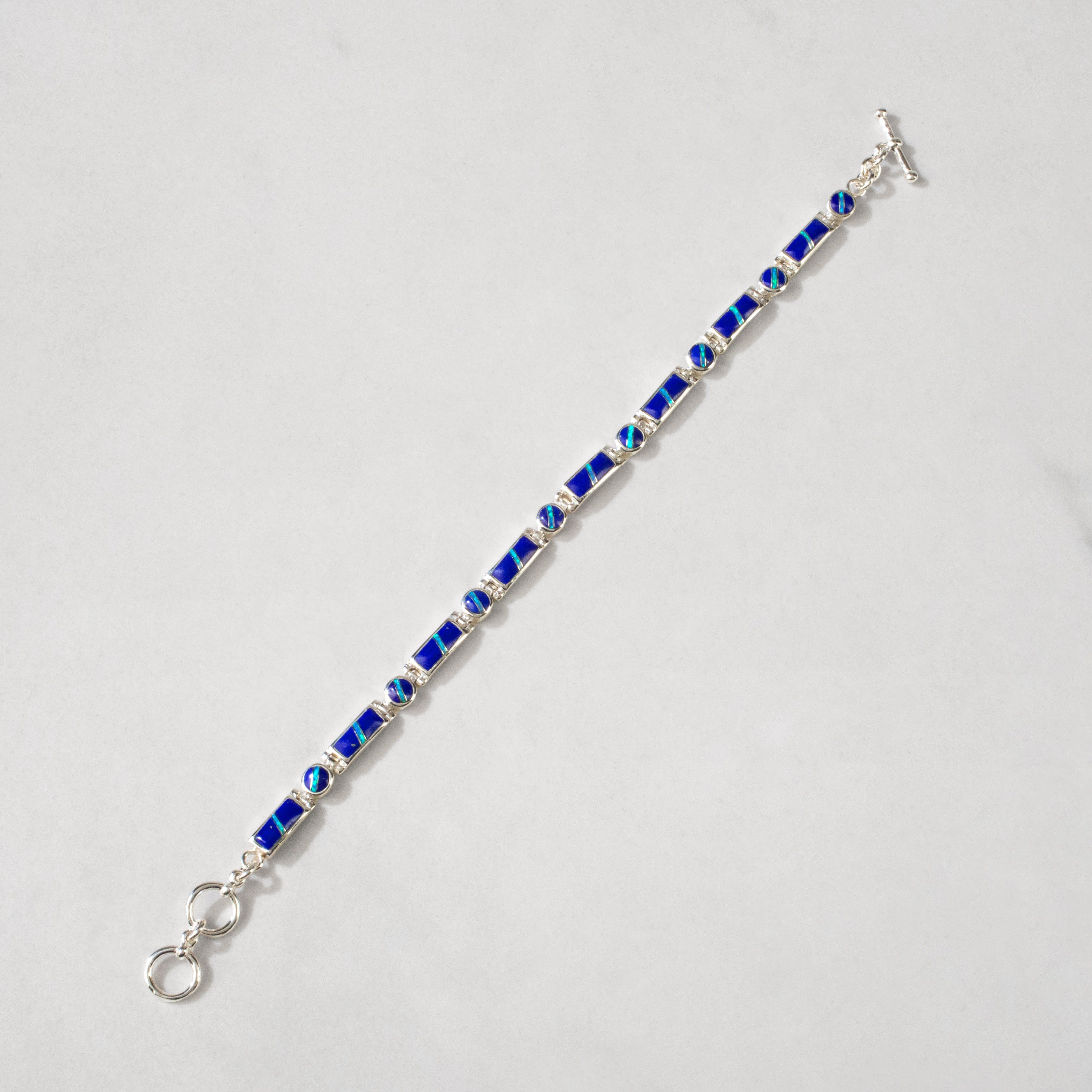 Kalifano Southwest Silver Jewelry Lapis 925 Sterling Silver USA Handmade Bracelet NMB.0218.LP