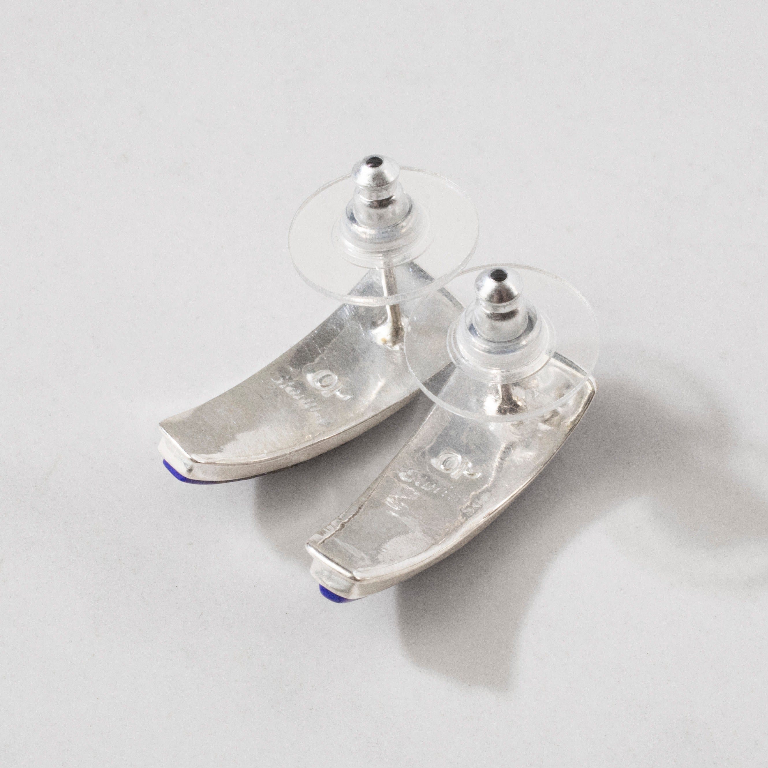 Kalifano Southwest Silver Jewelry Lapis 925 Sterling Silver USA Handmade Earring with Stud Backing NME.0786.LP