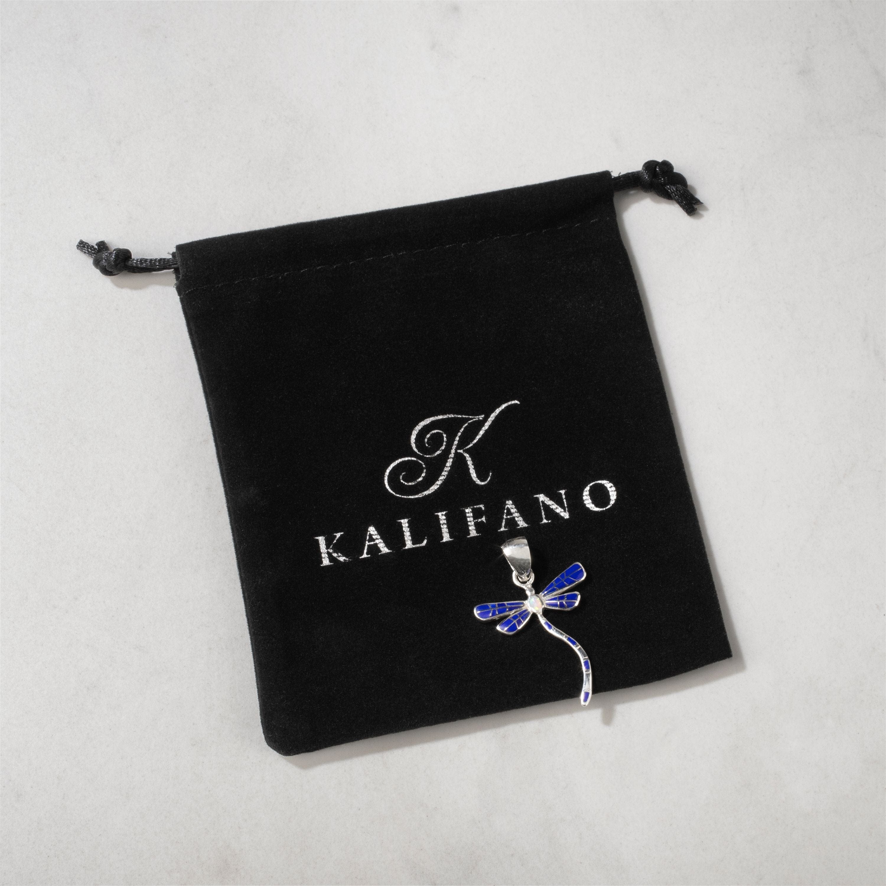 Kalifano Southwest Silver Jewelry Lapis Dragonfly USA Handmade 925 Sterling Silver Pendant NMN.0893S.LP