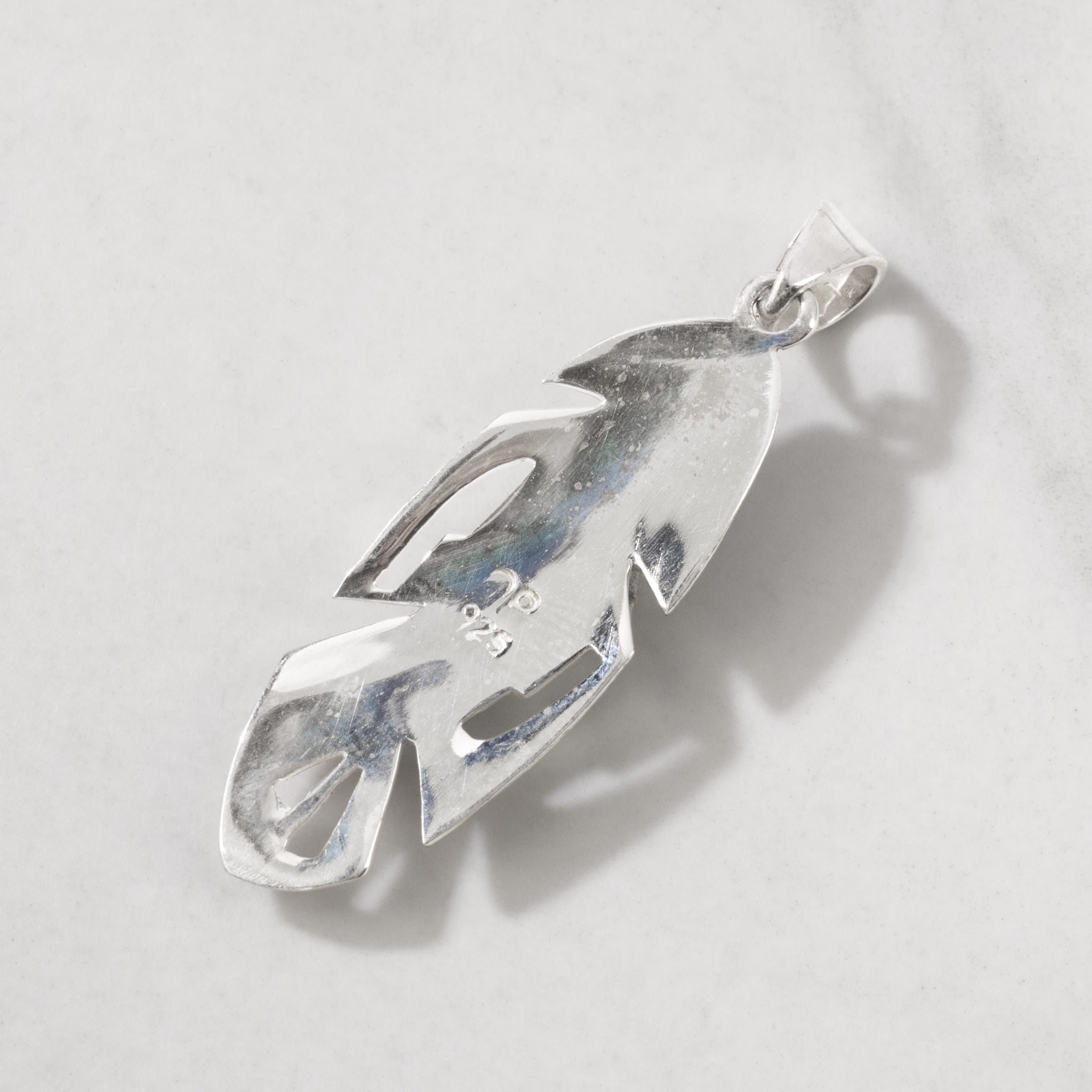 Kalifano Southwest Silver Jewelry Lapis Feather 925 Sterling Silver Pendant USA Handmade with Opal Accent NMN.2113.LP