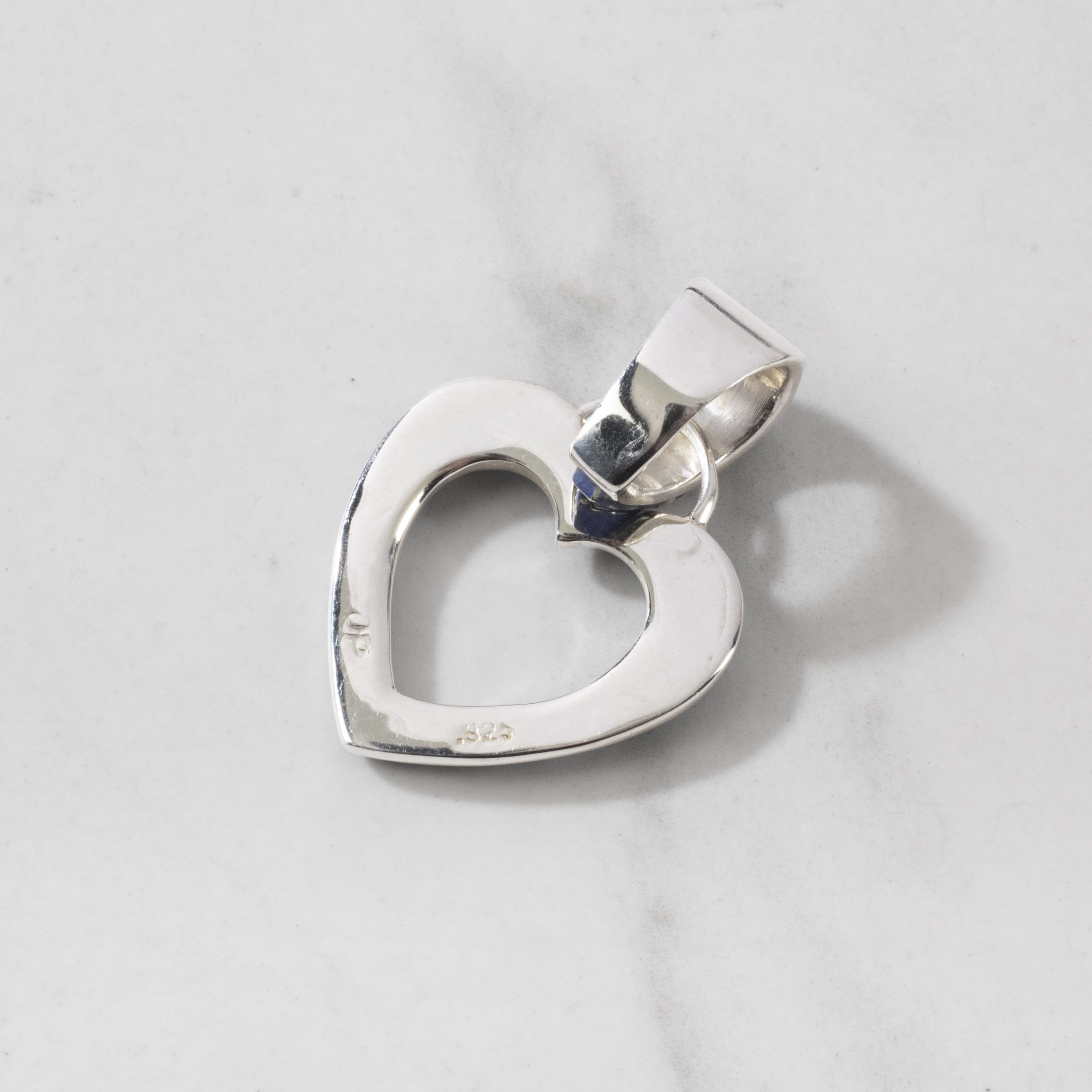 KALIFANO Southwest Silver Jewelry Lapis Heart USA Handmade with 925 Sterling Silver Pendant and Opal Accent NMN.2165.LP