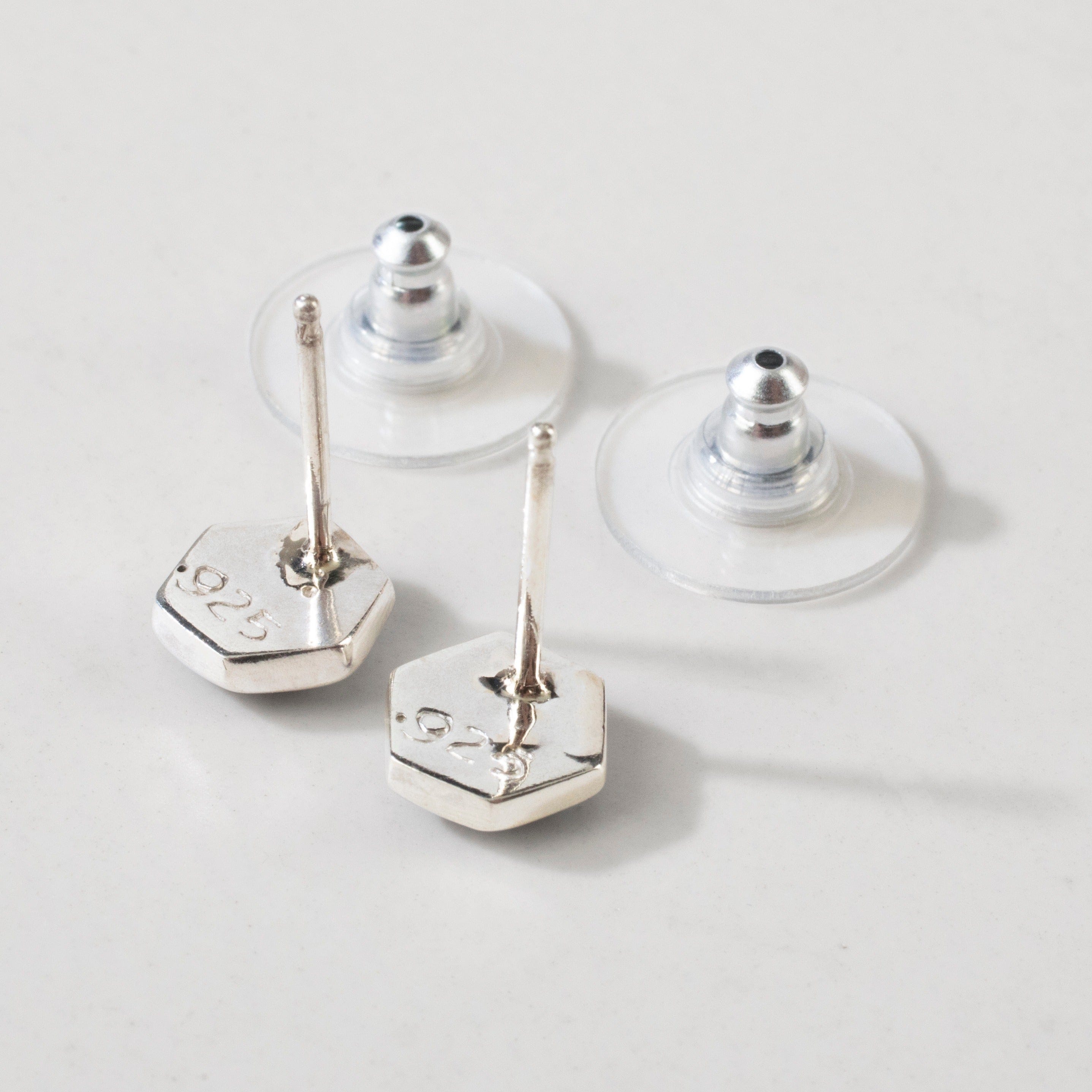 Kalifano Southwest Silver Jewelry Lapis Hexagon 925 Sterling Silver USA Handmade Earrings with Stud Backing NME.2265.LP