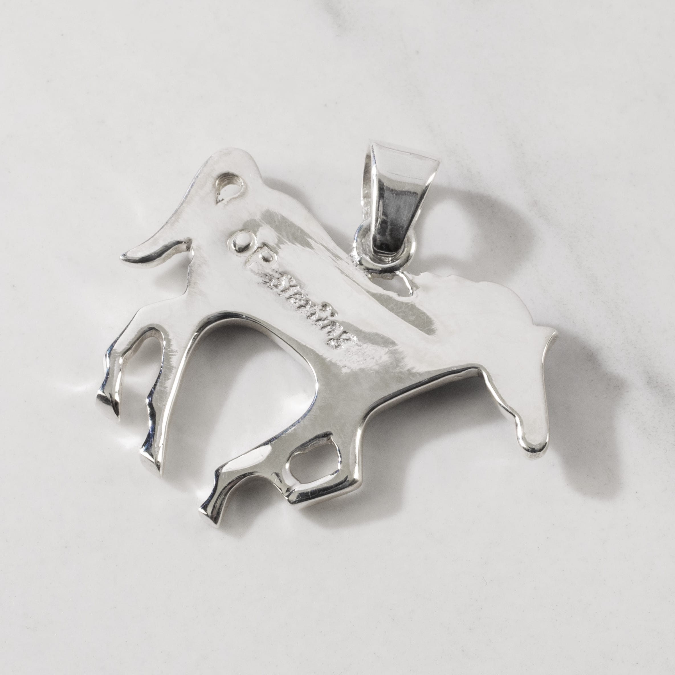 Kalifano Southwest Silver Jewelry Lapis Horse 925 Sterling Silver Pendant USA Handmade with Opal Accent NMN.1089.LP