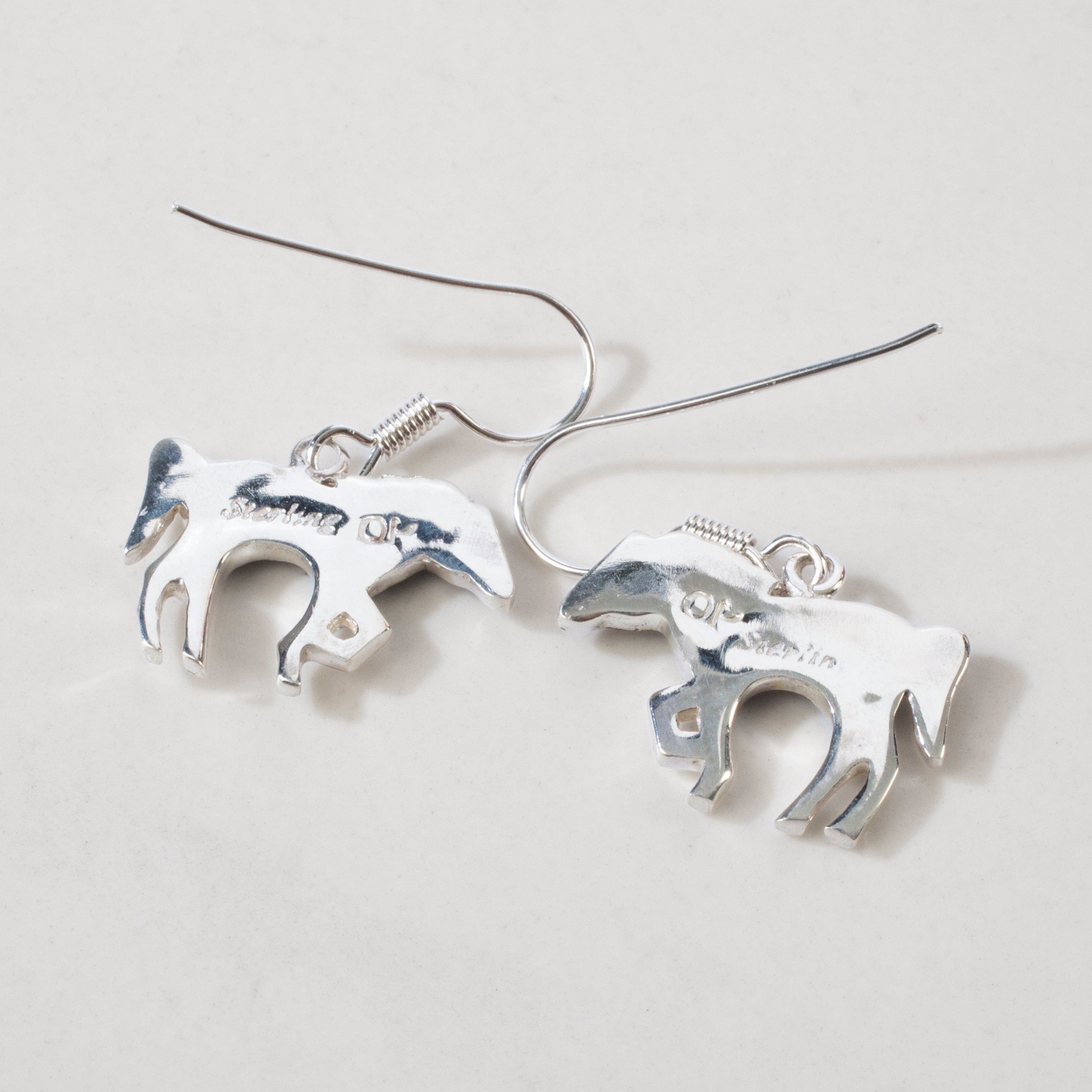 Kalifano Southwest Silver Jewelry Lapis Horse USA Handmade 925 Sterling Silver Earrings with French Hook NME.1089.LP