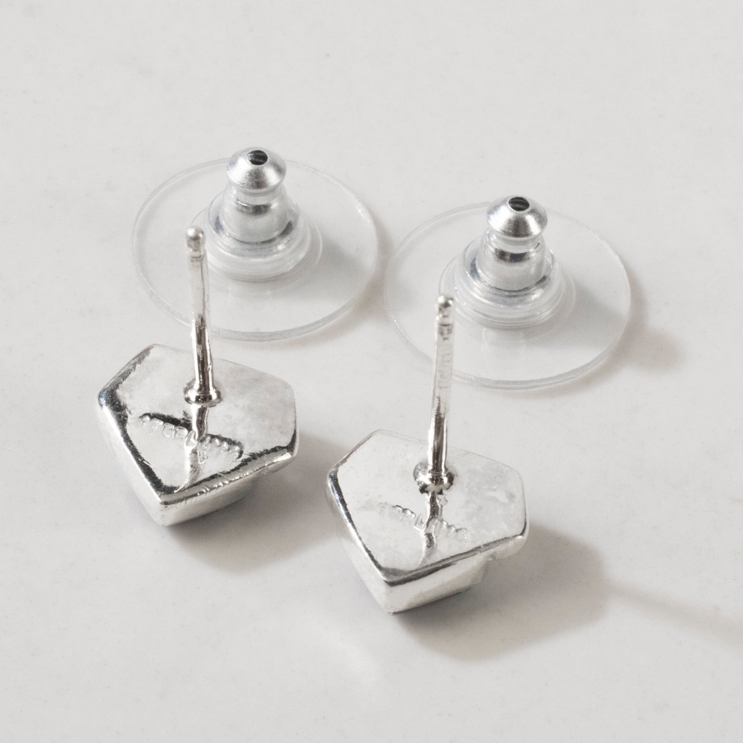 Kalifano Southwest Silver Jewelry Lapis Pentagon 925 Sterling Silver USA Handmade Earring with Stud Backing NME.0371.LP