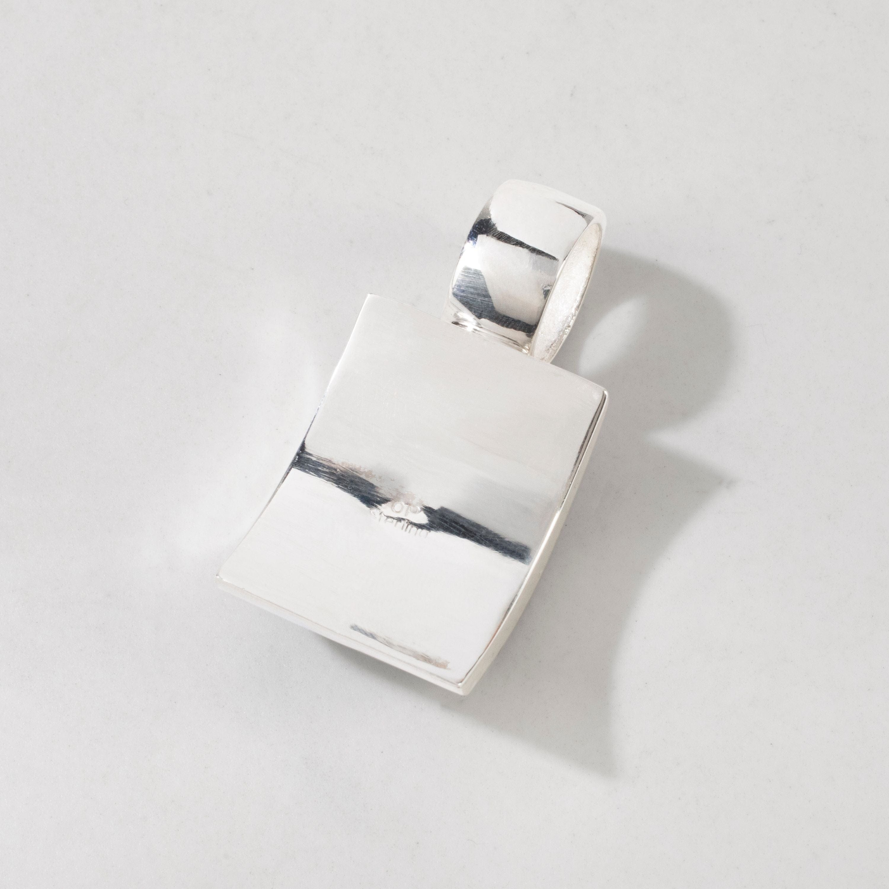 Kalifano Southwest Silver Jewelry Lapis Rectangle 925 Sterling Silver USA Handmade Pendant with Opal Accent NMN.0751.LP