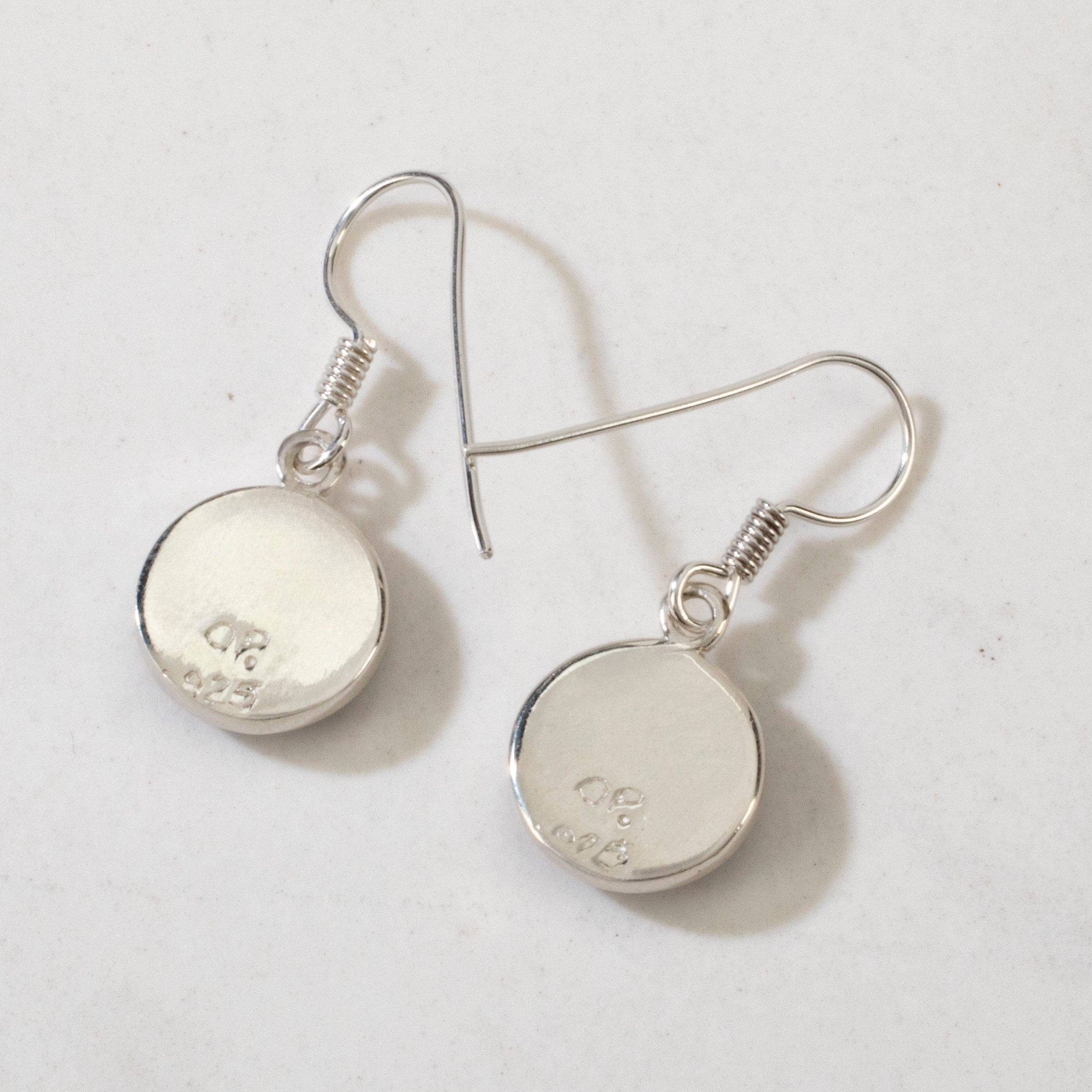 Kalifano Southwest Silver Jewelry Lapis Round USA Handmade 925 Sterling Silver Earrings with French Hook Backing NME.2068.LP