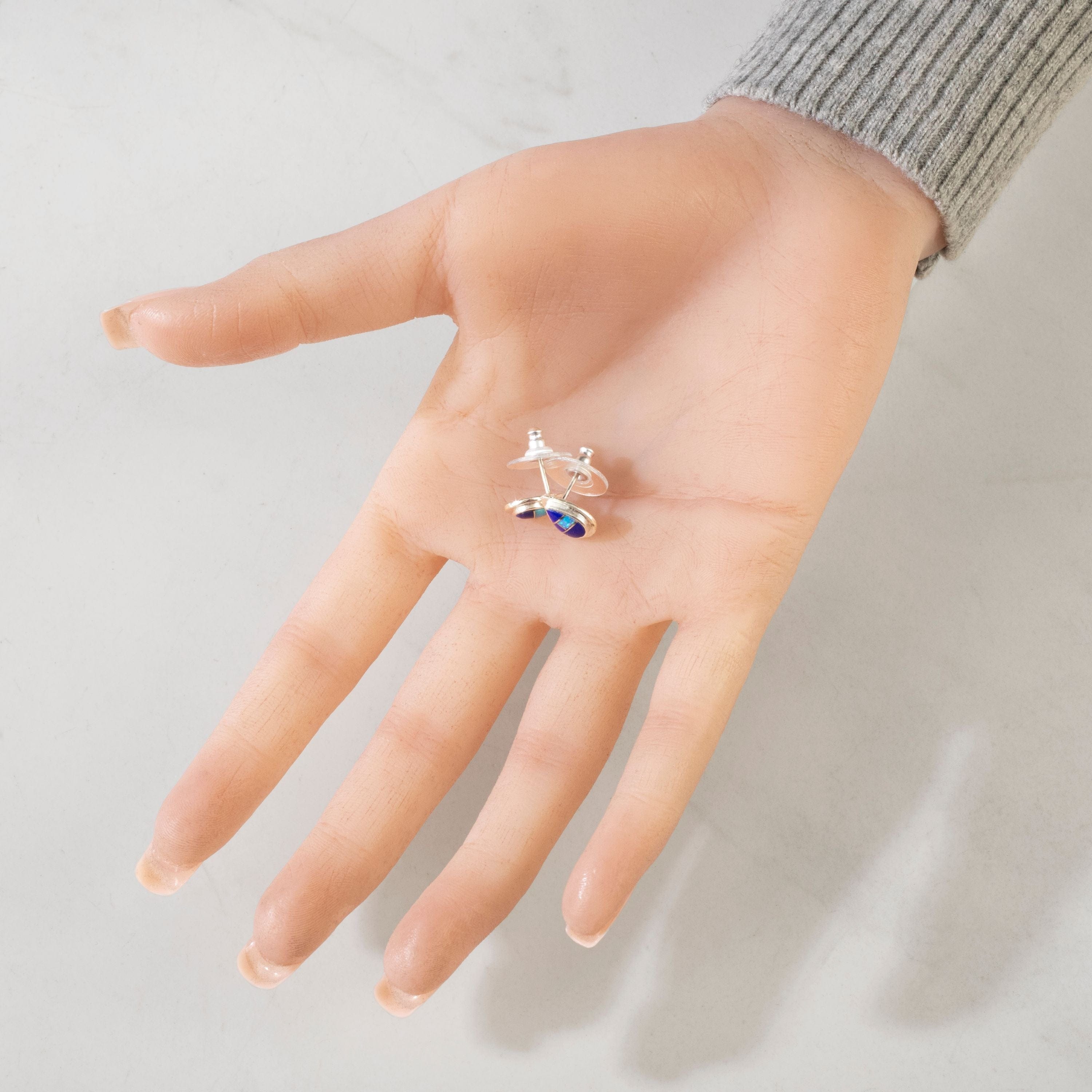 Kalifano Southwest Silver Jewelry Lapis Teardrop 925 Sterling Silver USA Handmade Earring with Stud Backing NME.0386.LP
