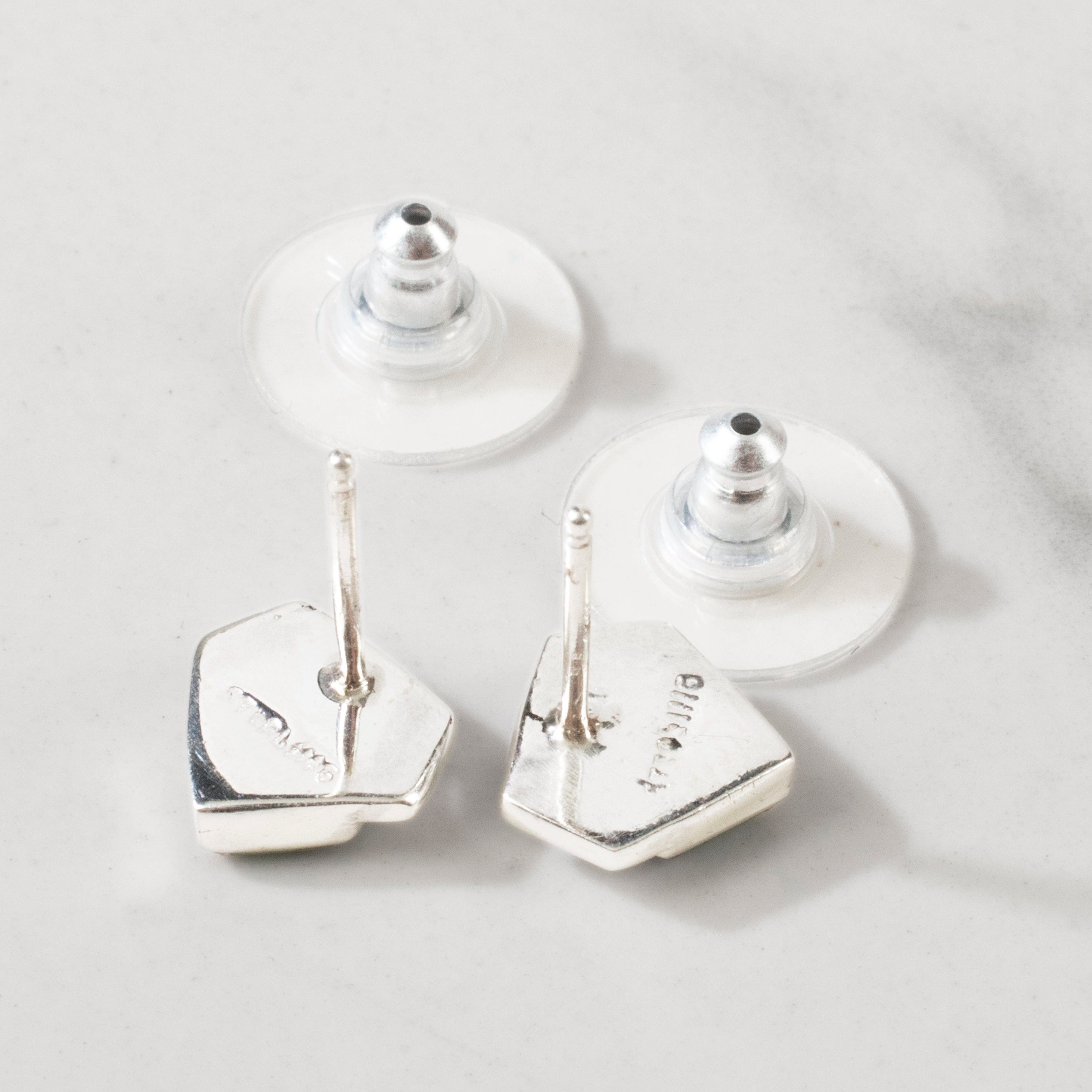 Kalifano Southwest Silver Jewelry Muli Gem Pentagon 925 Sterling Silver USA Handmade Earring with Stud Backing NME.0371.MT