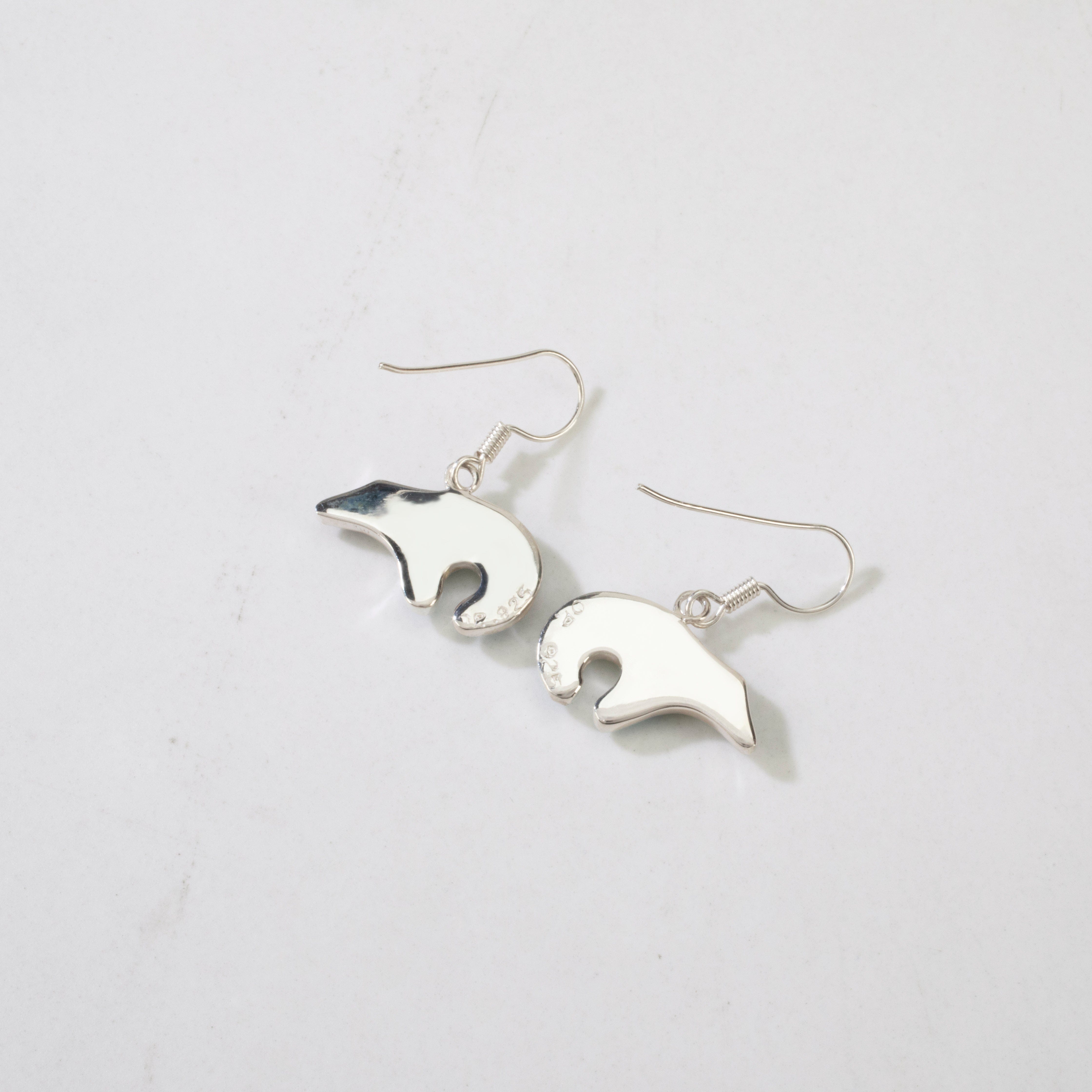 Kalifano Southwest Silver Jewelry Multi Gem Bear USA Handmade 925 Sterling Silver Earrings with French Hook Backing NME.0471.MT