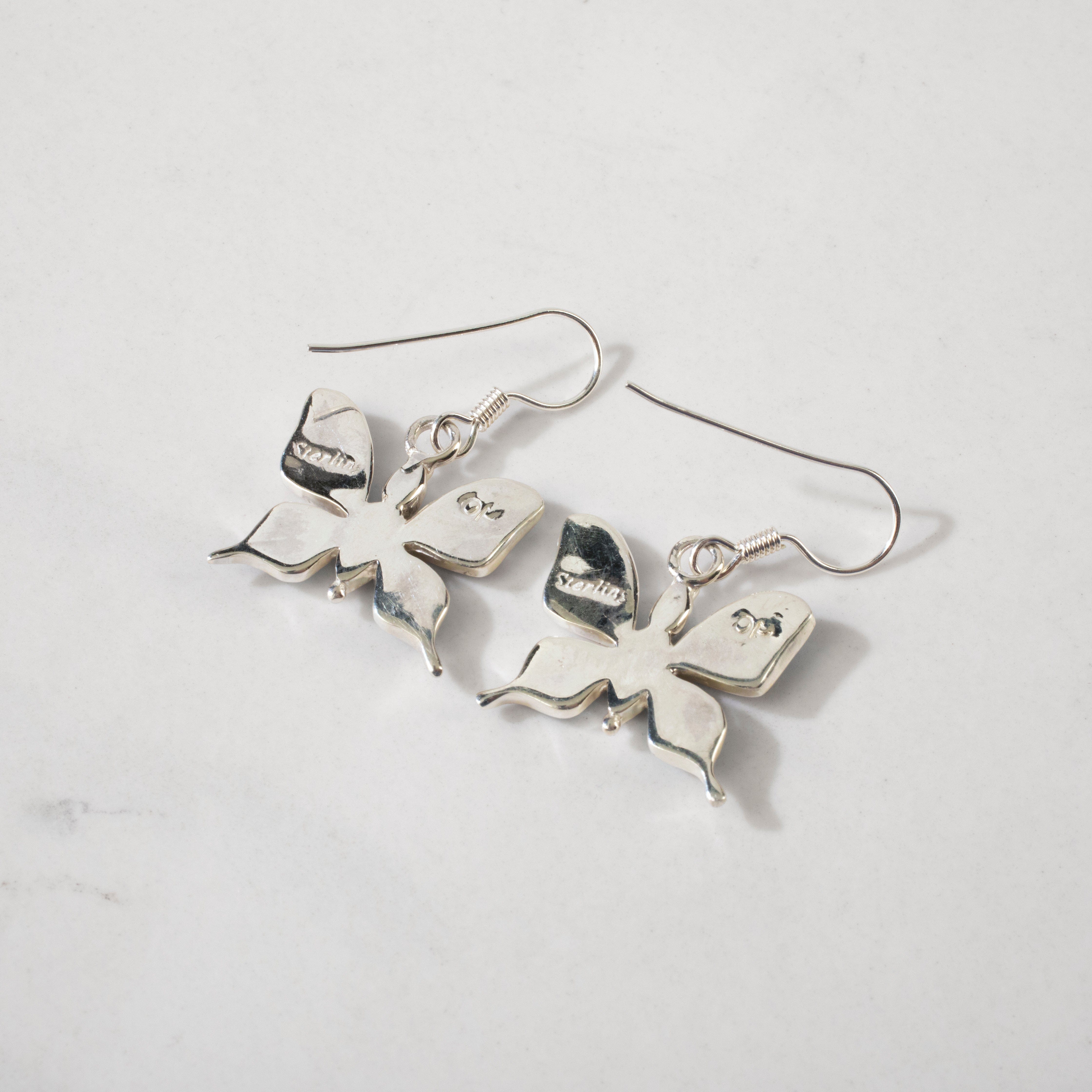 Kalifano Southwest Silver Jewelry Multi Gem Butterfly 925 Sterling Silver USA Handmade Earring with French Hook NME.0889.MT