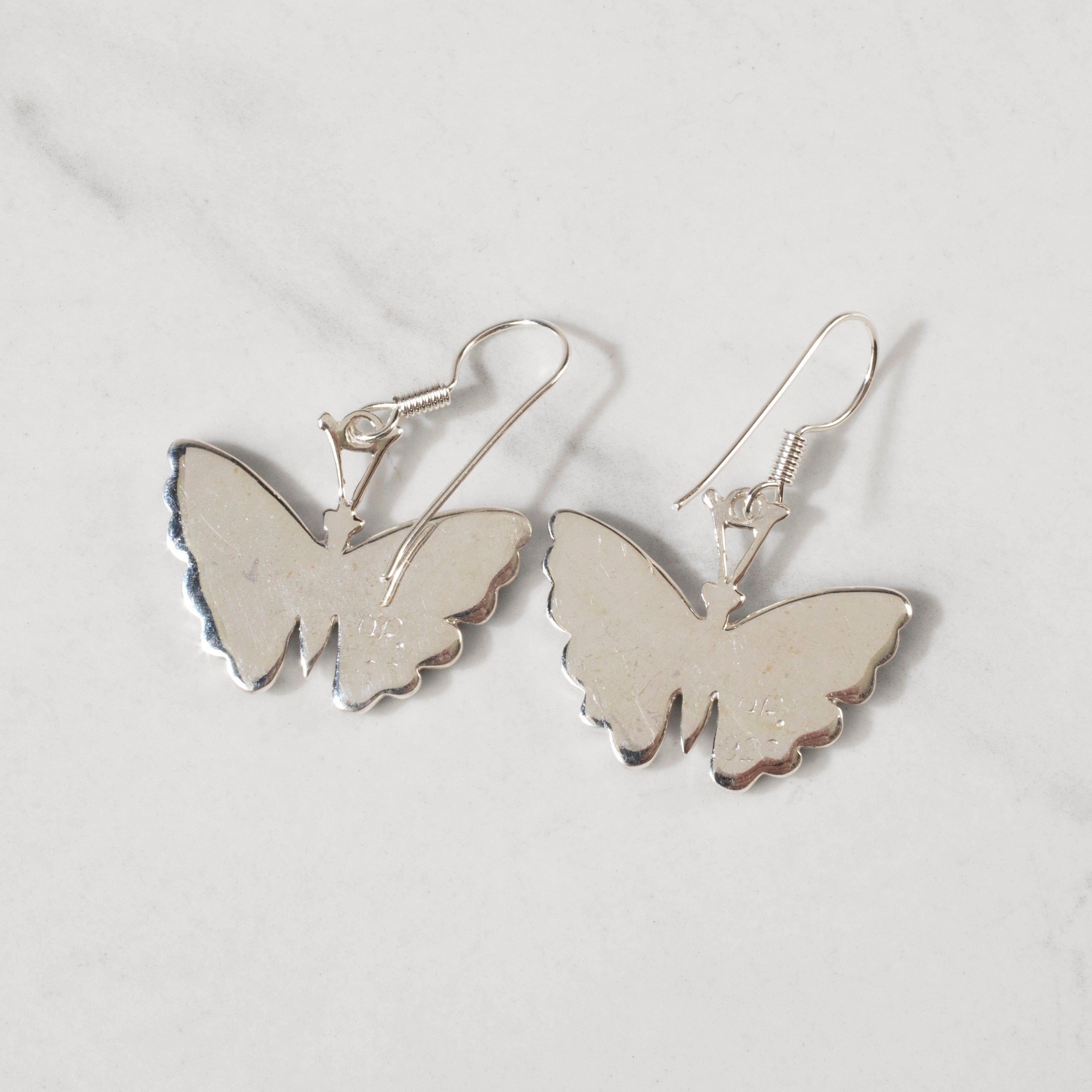 Kalifano Southwest Silver Jewelry Multi Gem Butterfly 925 Sterling Silver USA Handmade Earrings with French Hook NME.2336.MT