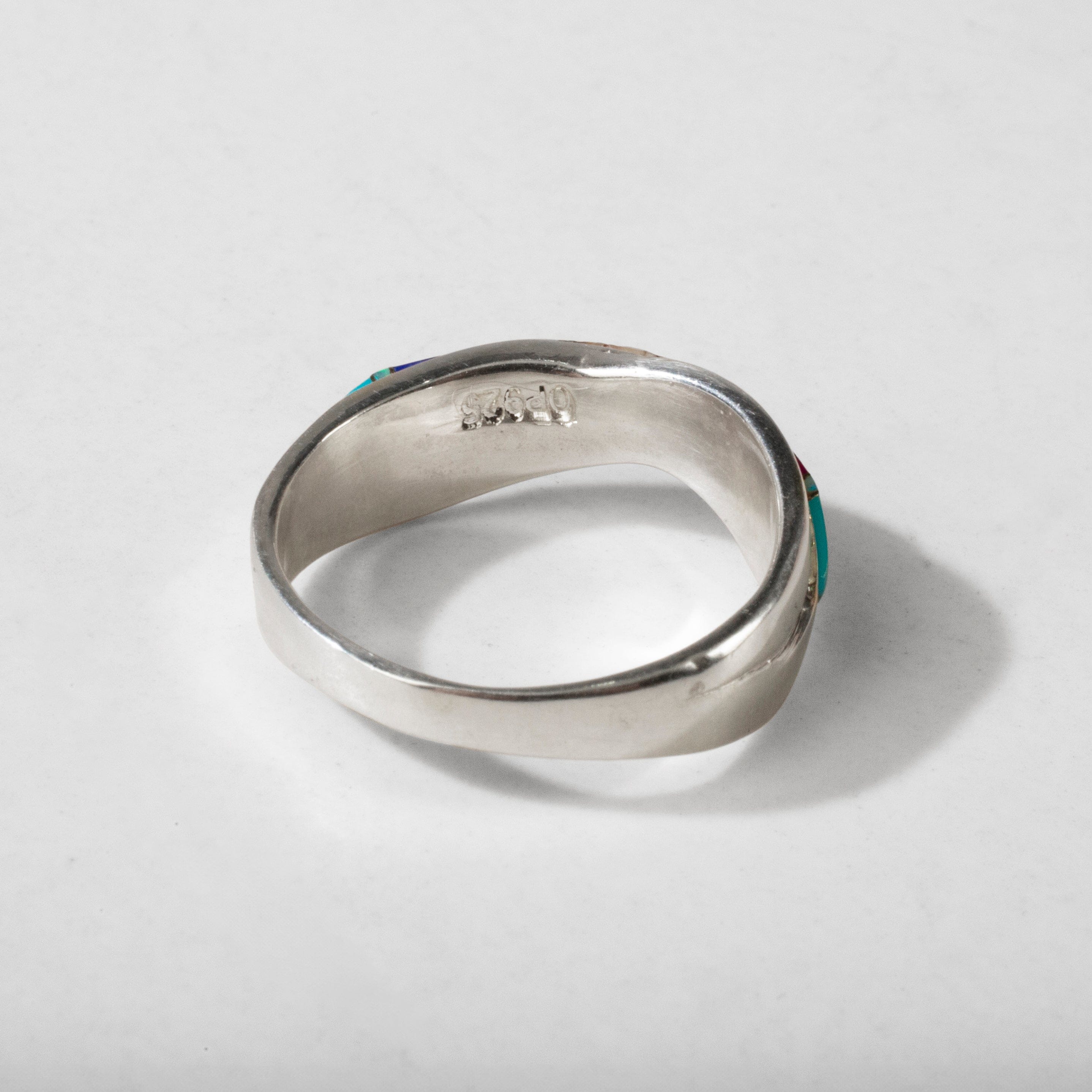 Kalifano Southwest Silver Jewelry Multi Gem Crossover 925 Sterling Silver Ring USA Handmade with Laboratory Opal Accent (Copy)