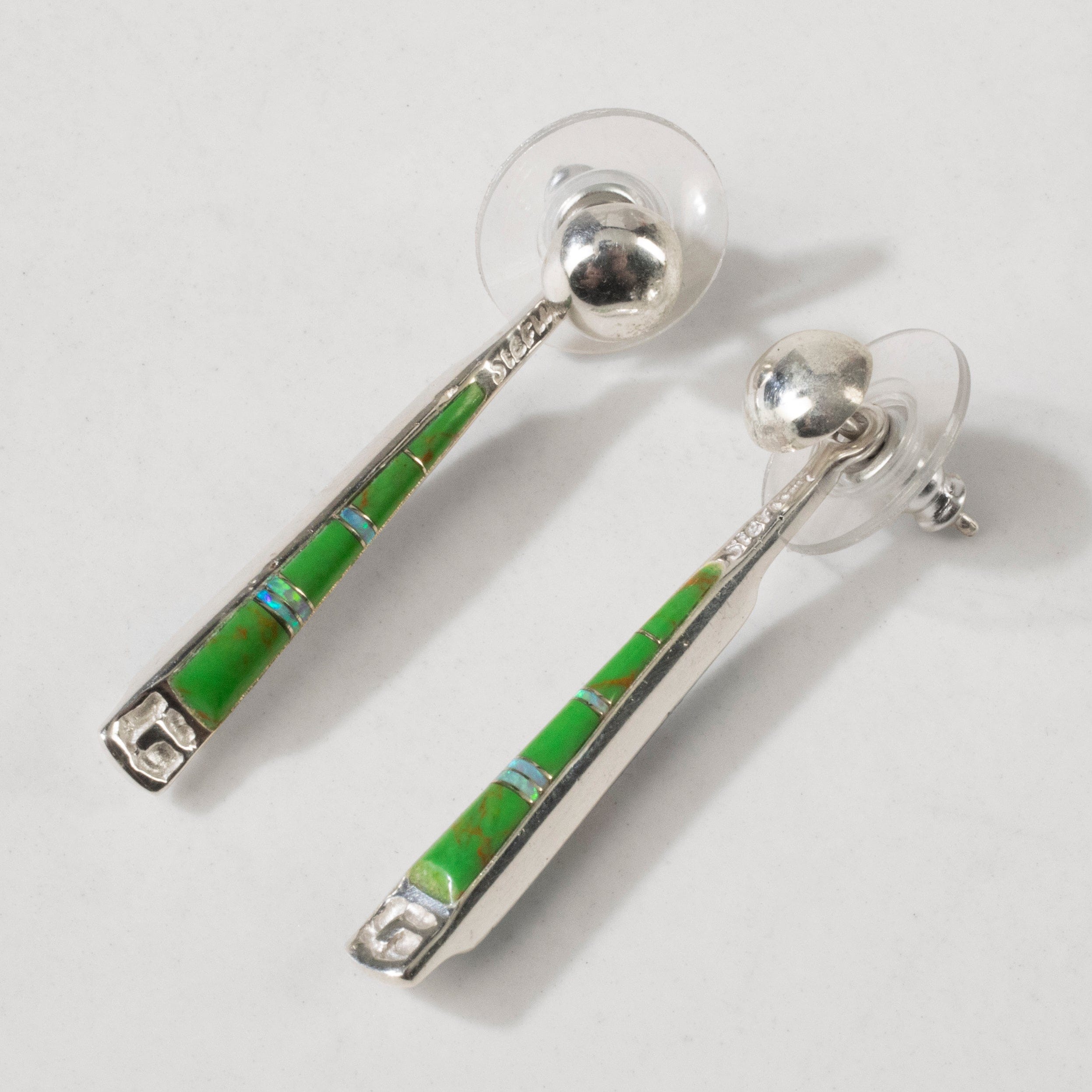 Kalifano Southwest Silver Jewelry Multi Gem & Gaspeite Reversible USA Handmade 925 Sterling Silver Earrings with Stud Backing NME.0905.MTGP