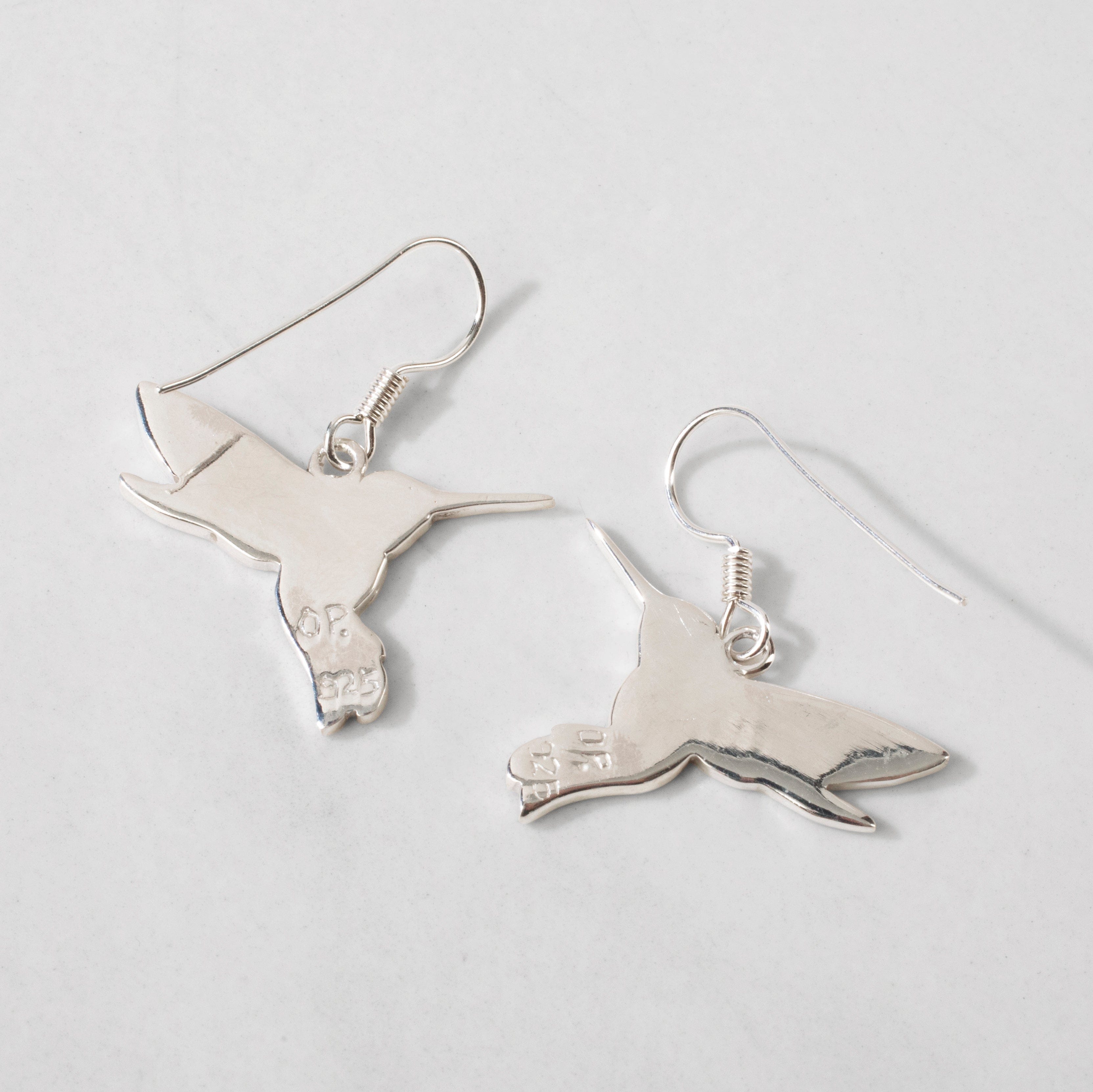 Kalifano Southwest Silver Jewelry Multi Gem Hummingbird 925 Sterling Silver USA Handmade Earrings with French Hook NME.2350.MT