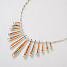 Multi Gem & Spiny Oyster Shell Reversible USA Handmade 925 Sterling Silver Necklace