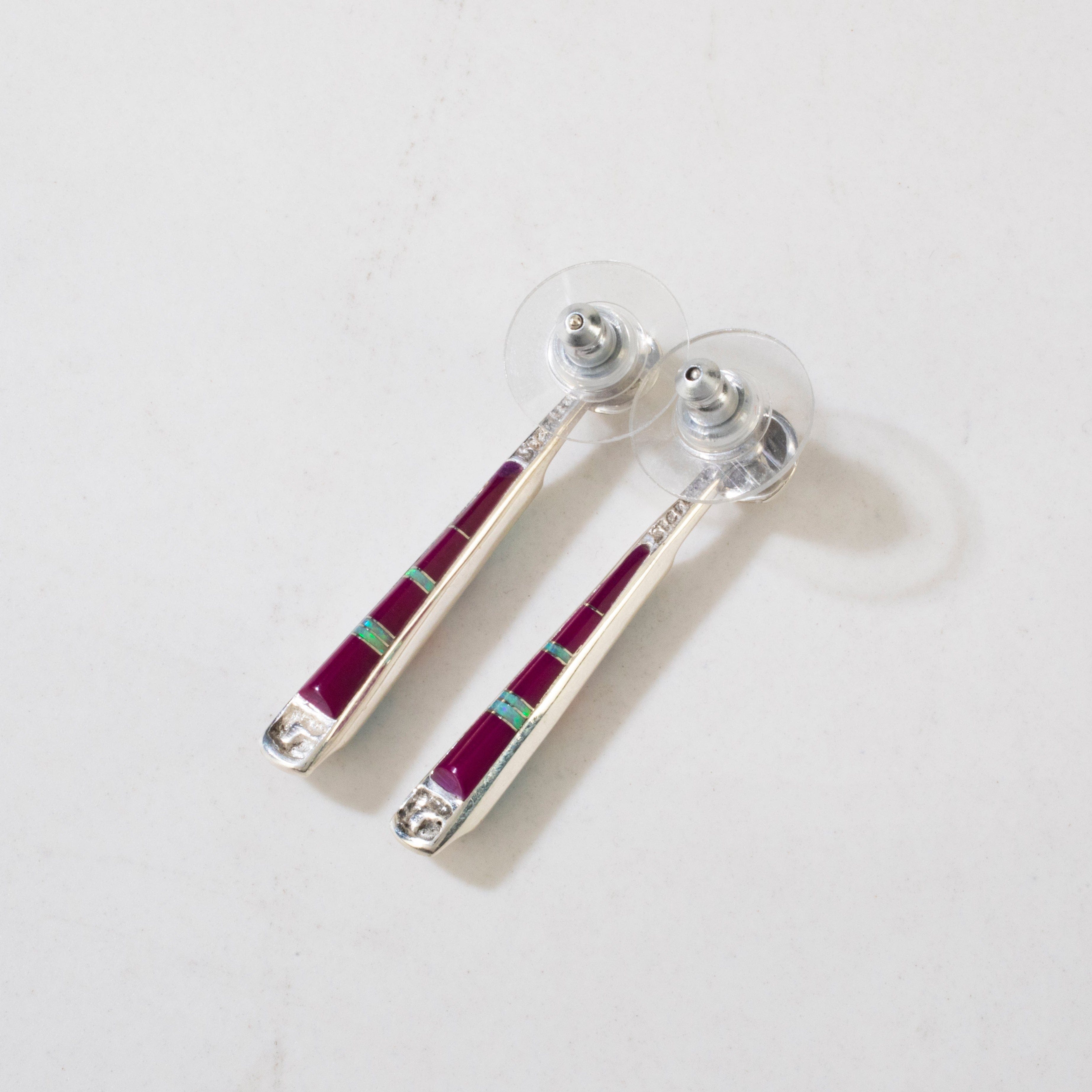Kalifano Southwest Silver Jewelry Multi Gem & Sugilite Reversible USA Handmade 925 Sterling Silver Earrings with Stud Backing NME.0905.MTSG