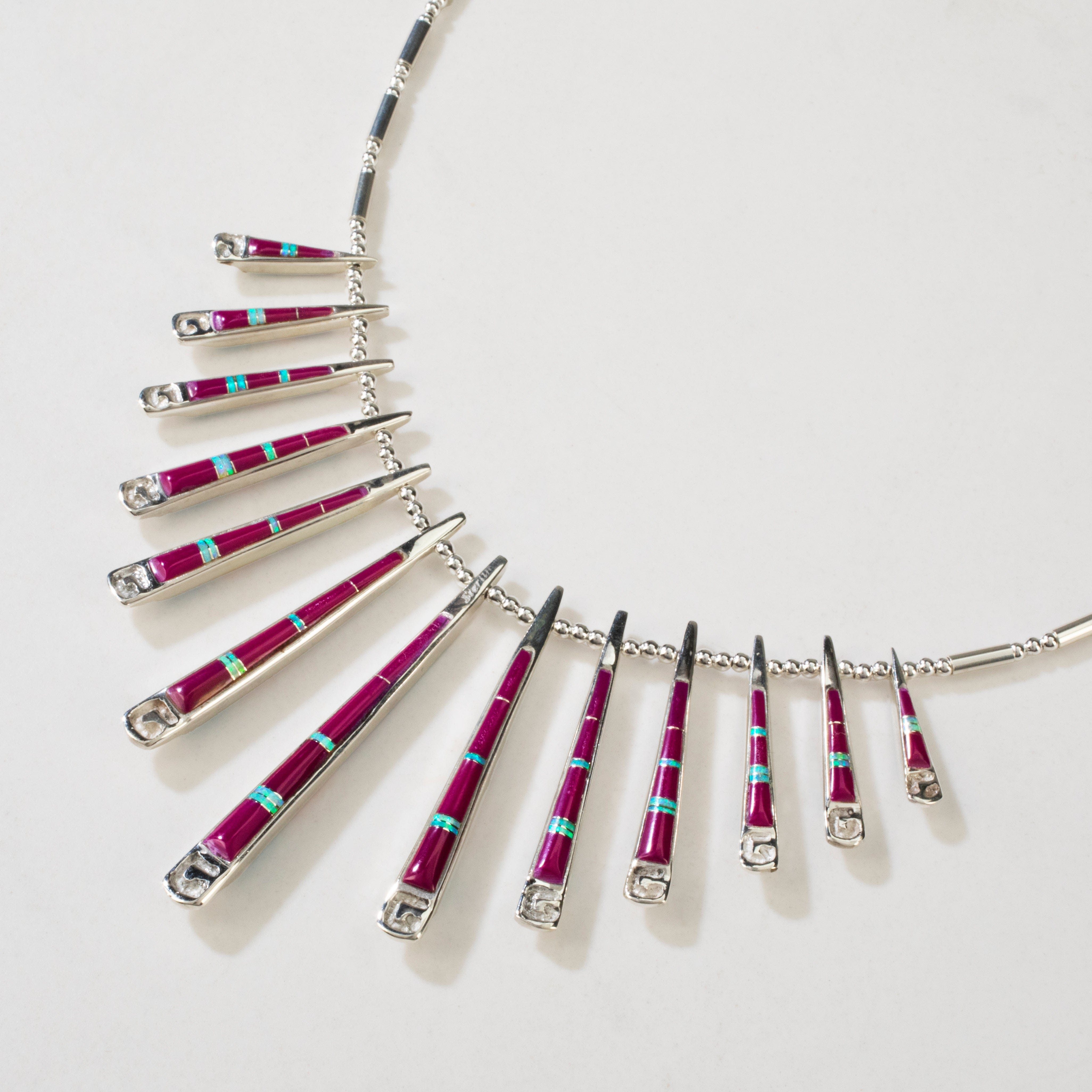 Kalifano Southwest Silver Jewelry Multi Gem & Sugilite Reversible USA Handmade 925 Sterling Silver Necklace NMN.0905.MTSG