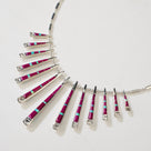 Multi Gem & Sugilite Reversible USA Handmade 925 Sterling Silver Necklace