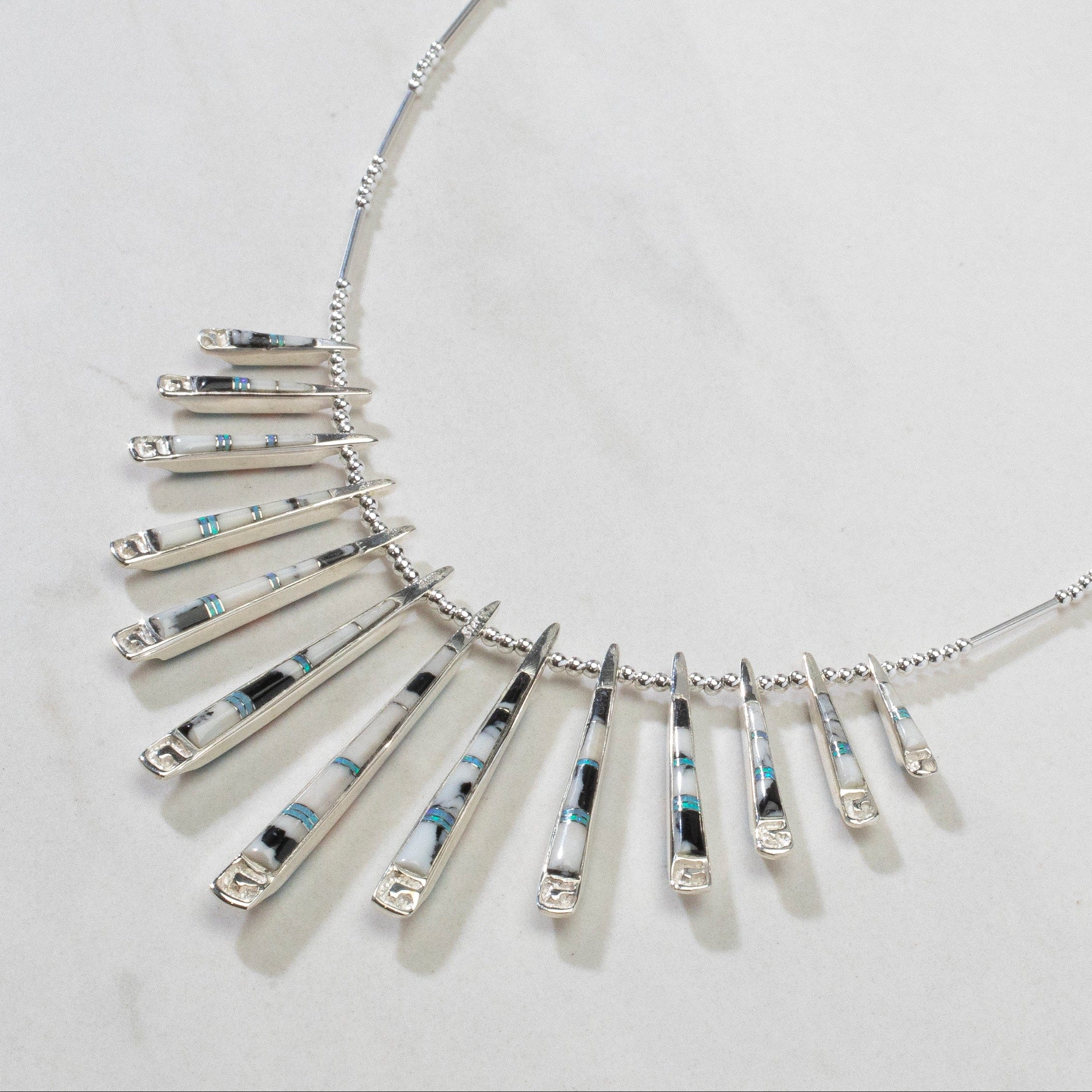 Kalifano Southwest Silver Jewelry Multi Gem & White Buffalo Reversible USA Handmade 925 Sterling Silver Necklace NMN.0905.MTWB