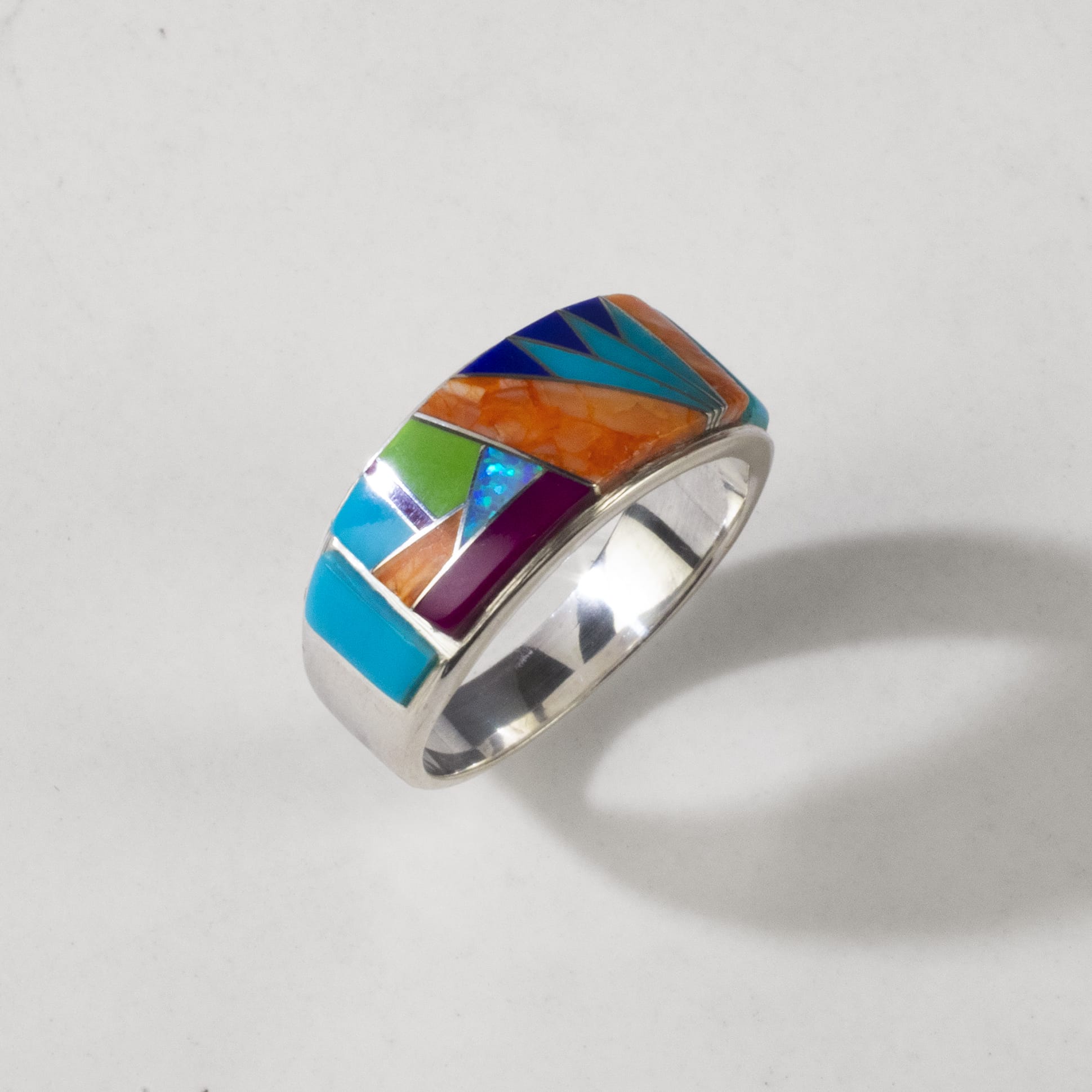 Kalifano Southwest Silver Jewelry Multi Gemstone 925 Sterling Silver Ring USA Handmade with Turquoise