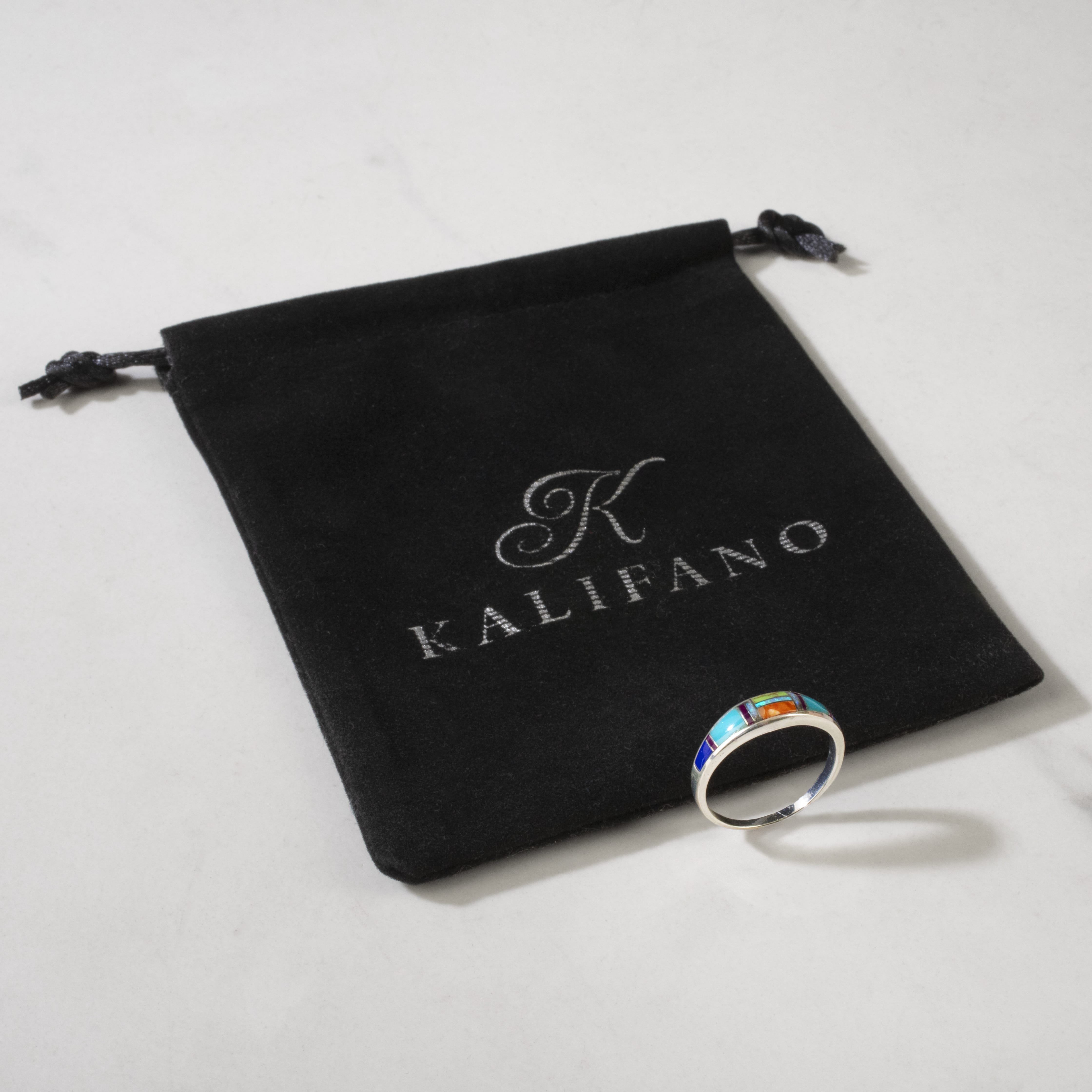 Kalifano Southwest Silver Jewelry Multi Gemstone 925 Sterling Silver Ring USA Handmade with Turquoise