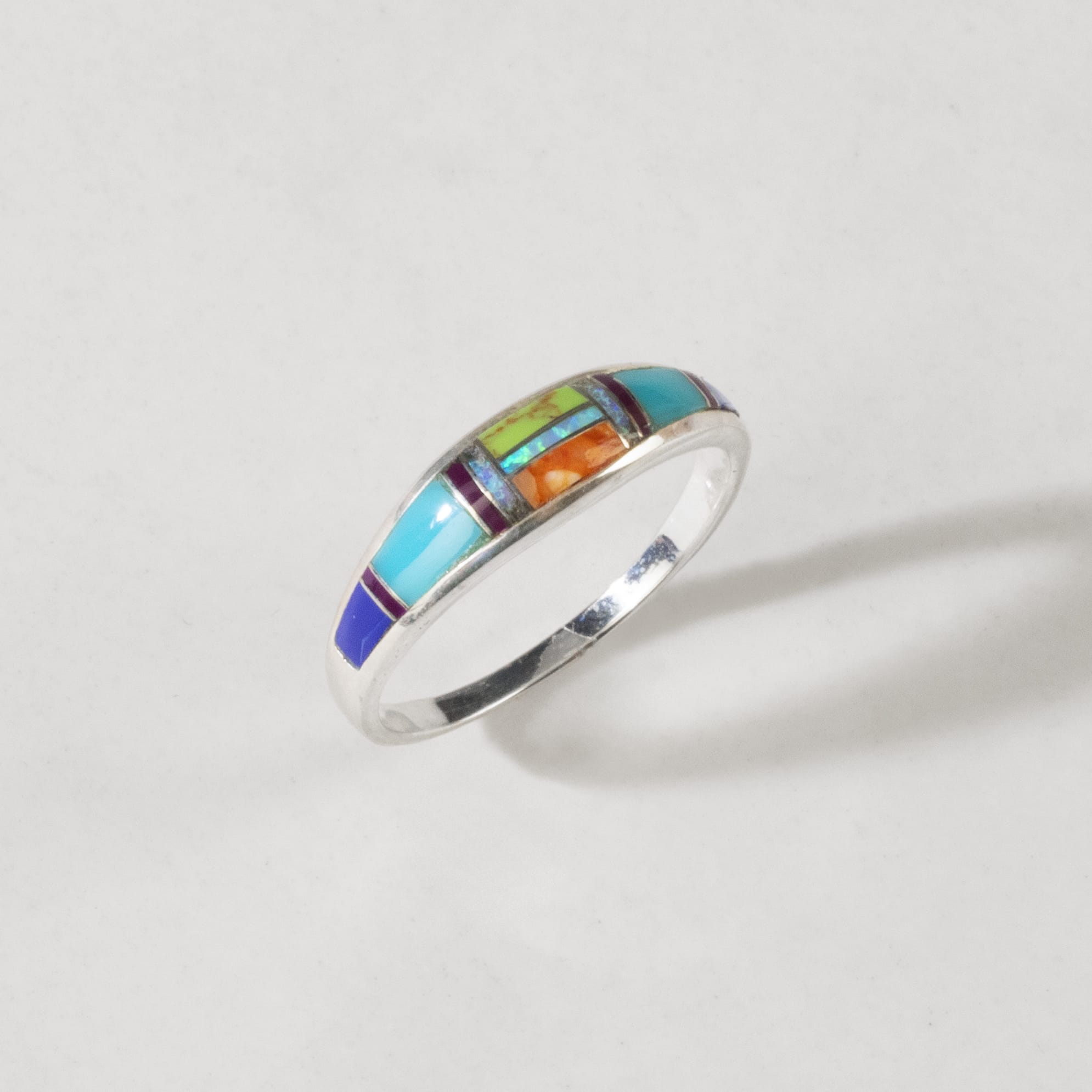 Kalifano Southwest Silver Jewelry Multi Gemstone 925 Sterling Silver Ring USA Handmade with Turquoise