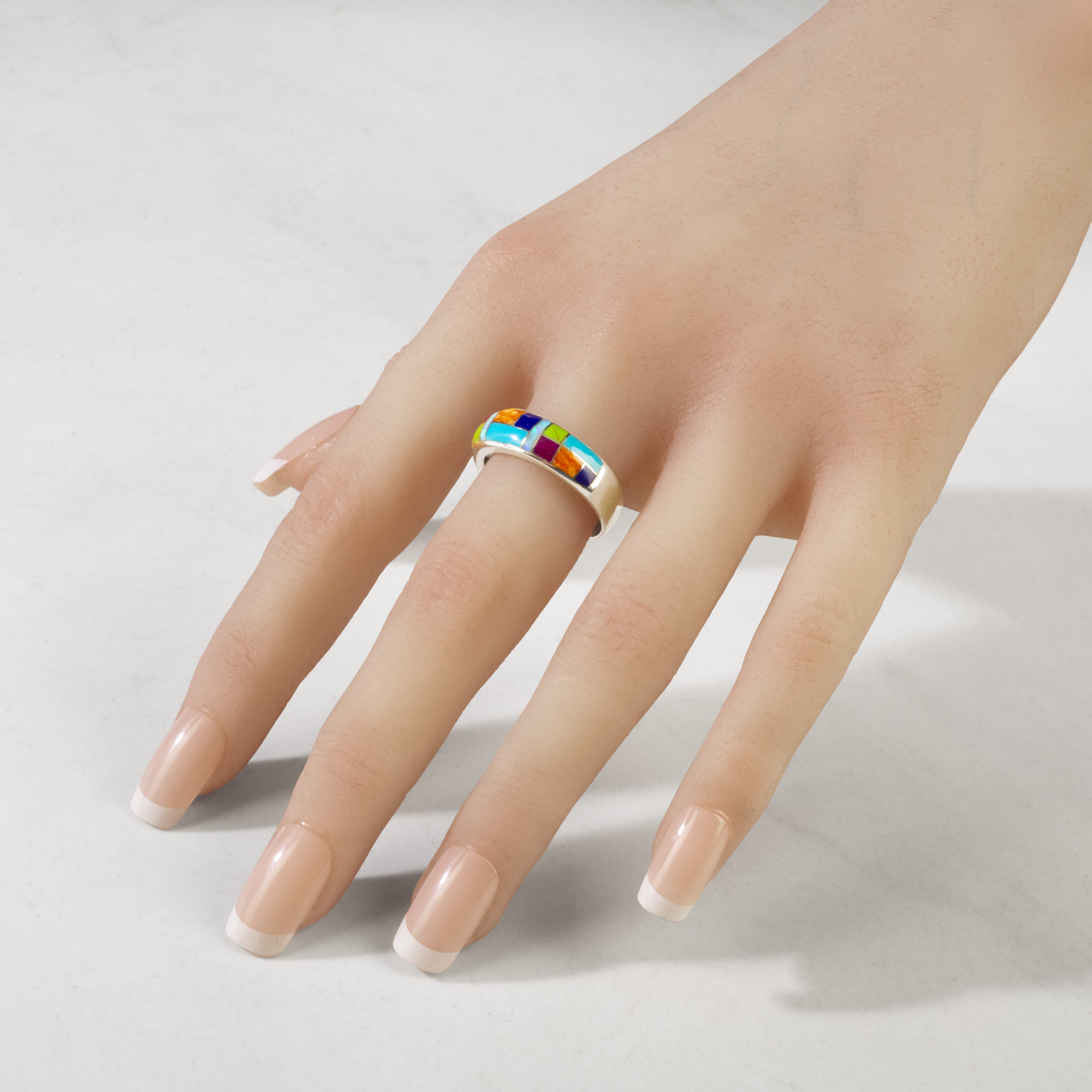 Kalifano Southwest Silver Jewelry Multi Gemstone 925 Sterling Silver Ring USA Handmade with Turquoise