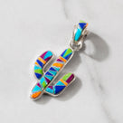 Multi Gemstone Cactus 925 Sterling Silver USA Handmade Pendant