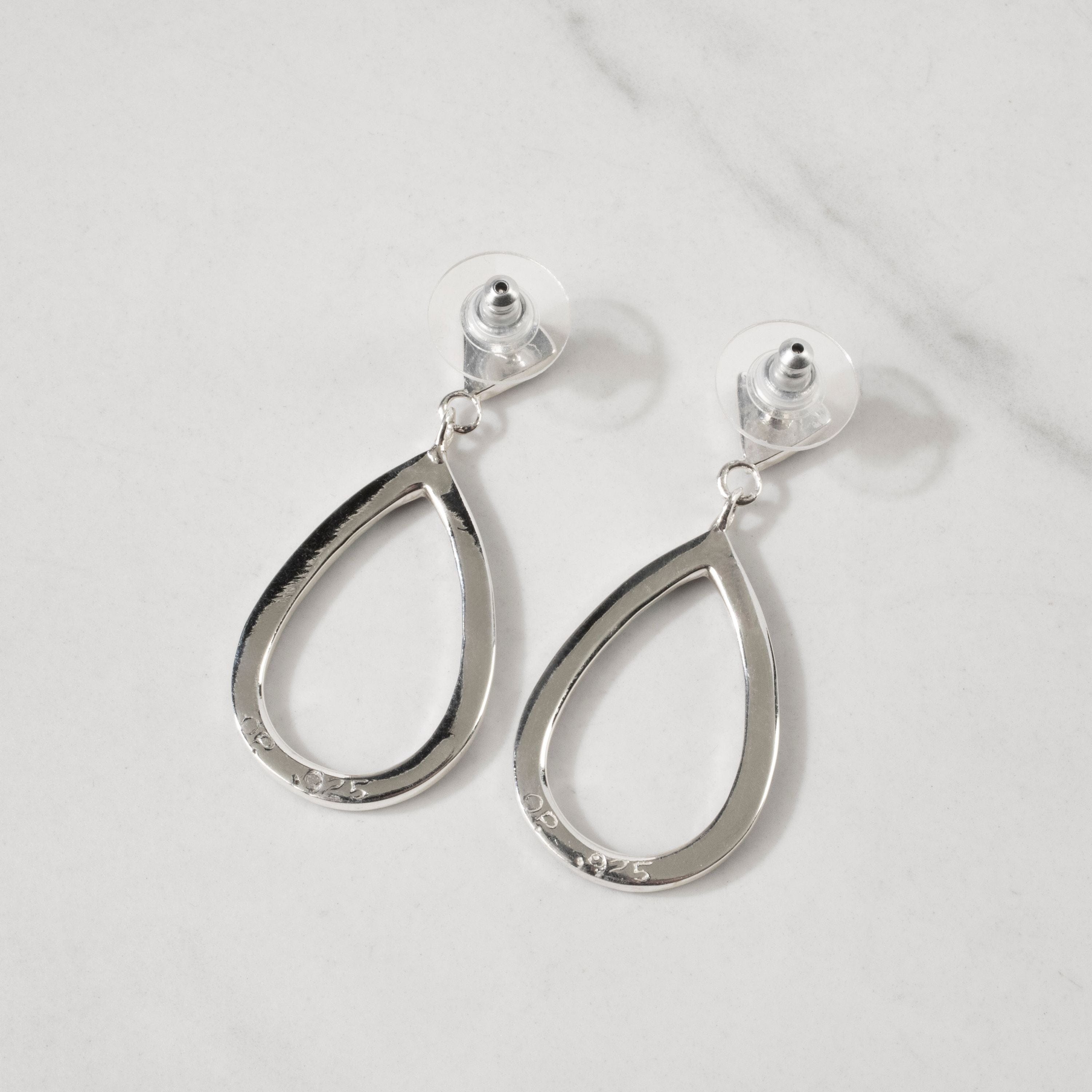 Kalifano Southwest Silver Jewelry Multi Gemstone Hollow Teardrop 925 Sterling Silver USA Handmade Earrings with Stud Backing NME.2295.MT