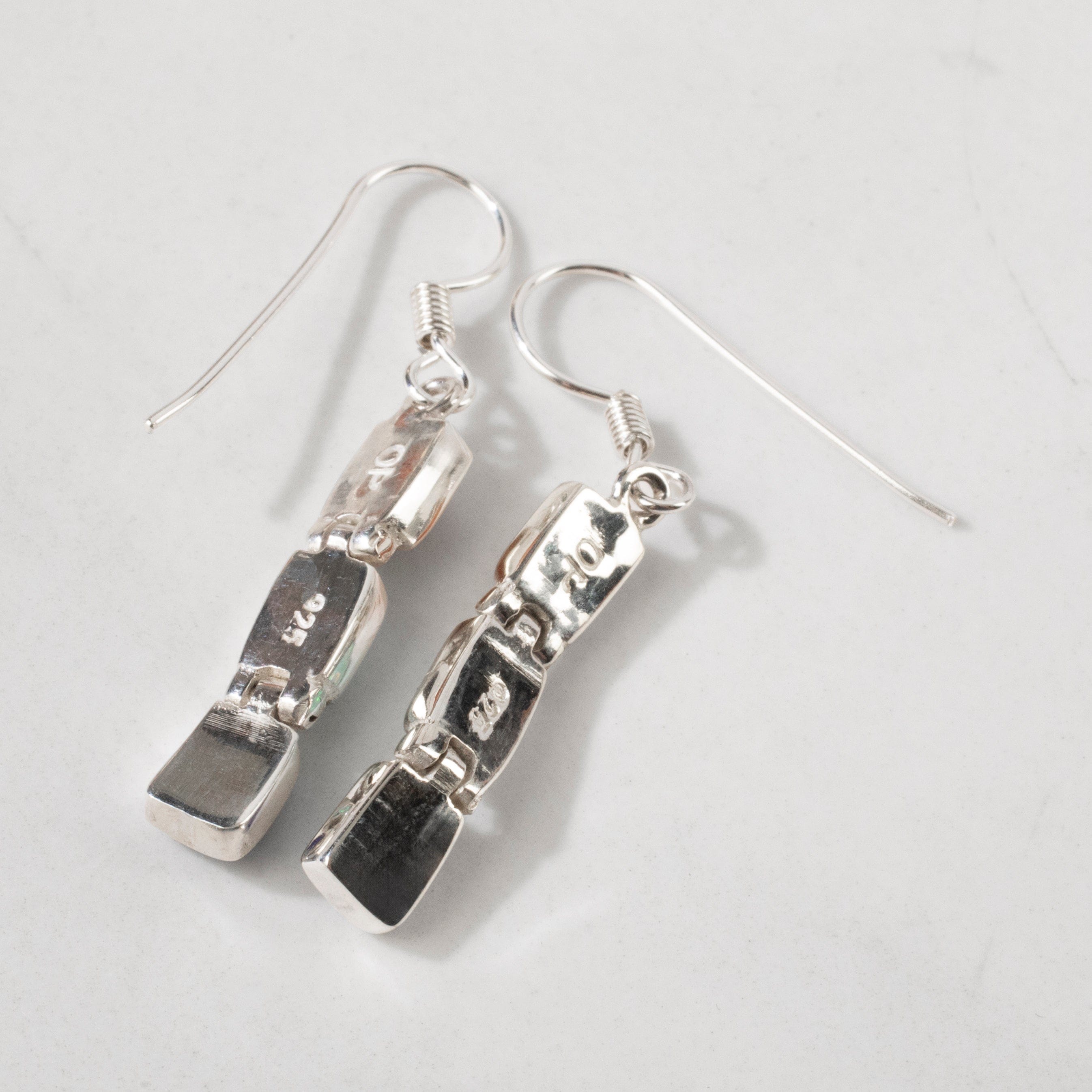 Kalifano Southwest Silver Jewelry Multi Gemstone Rectangle 925 Sterling Silver USA Handmade Earrings with French Hook Backing NME.0207.MT