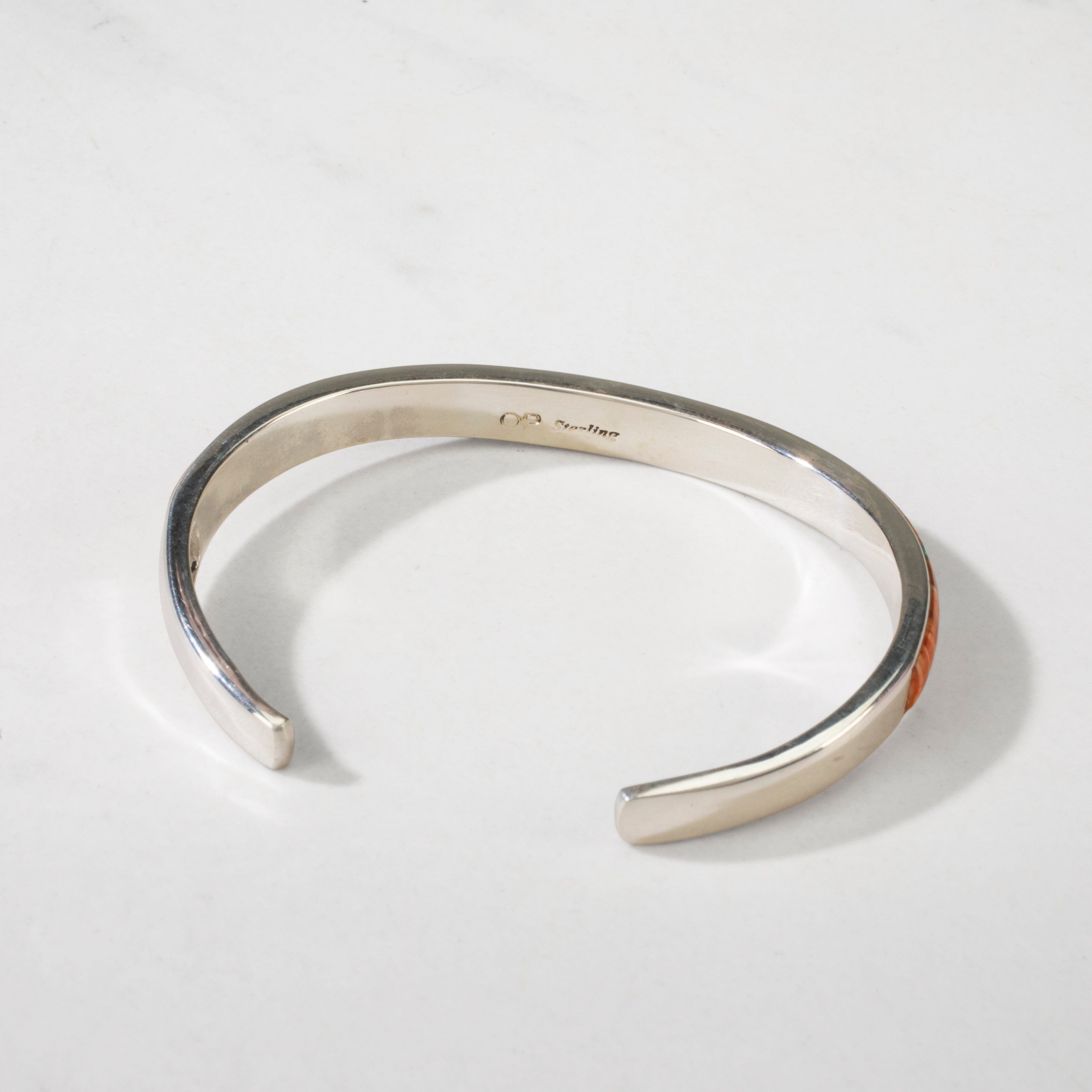 Kalifano Southwest Silver Jewelry Spiny Oyster Shell & Opal USA Handmade 925 Sterling Silver Cuff NMB.0757.SP