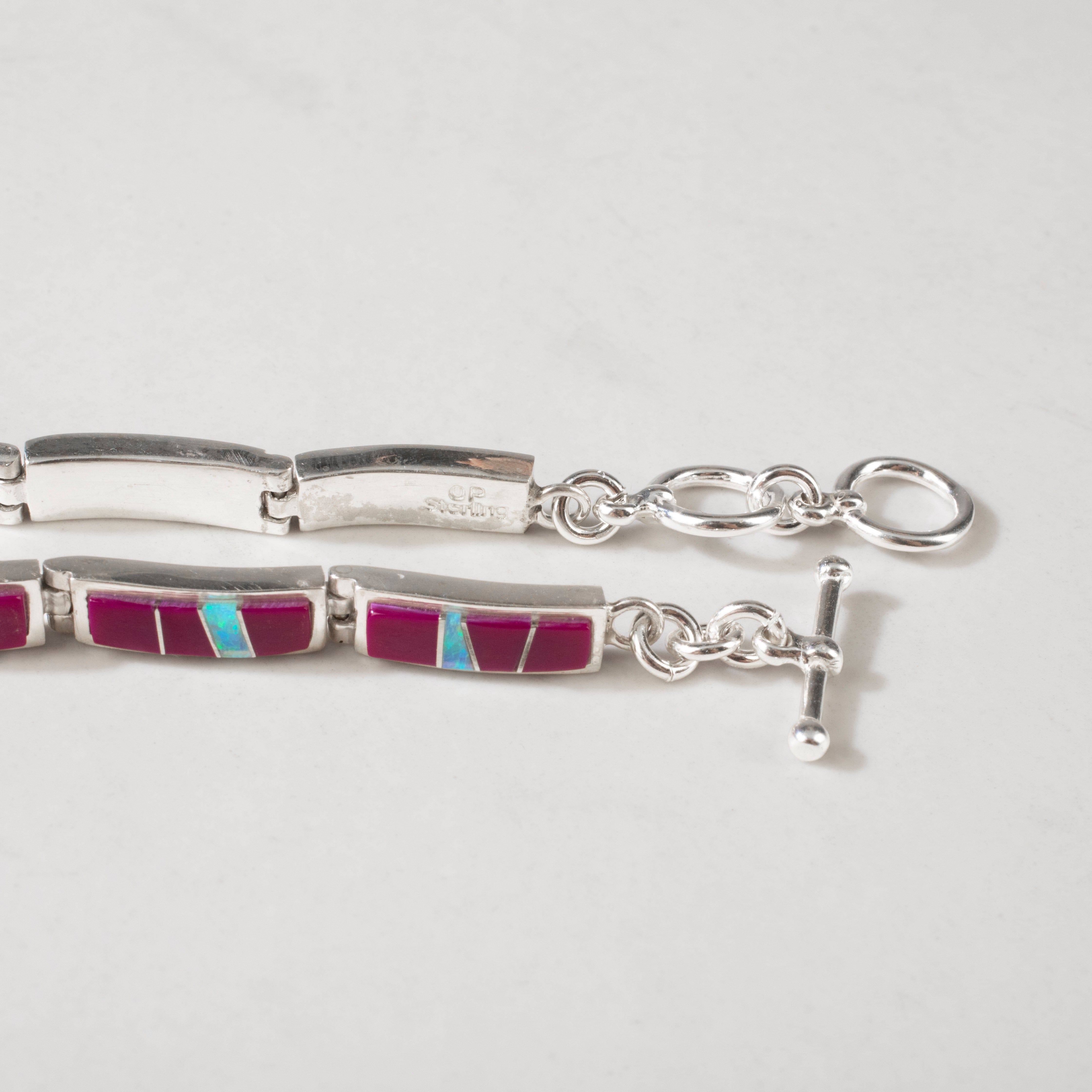 Kalifano Southwest Silver Jewelry Sugilite 925 Sterling Silver Bracelet USA Handmade with Opal Accent NMB.0560.SG