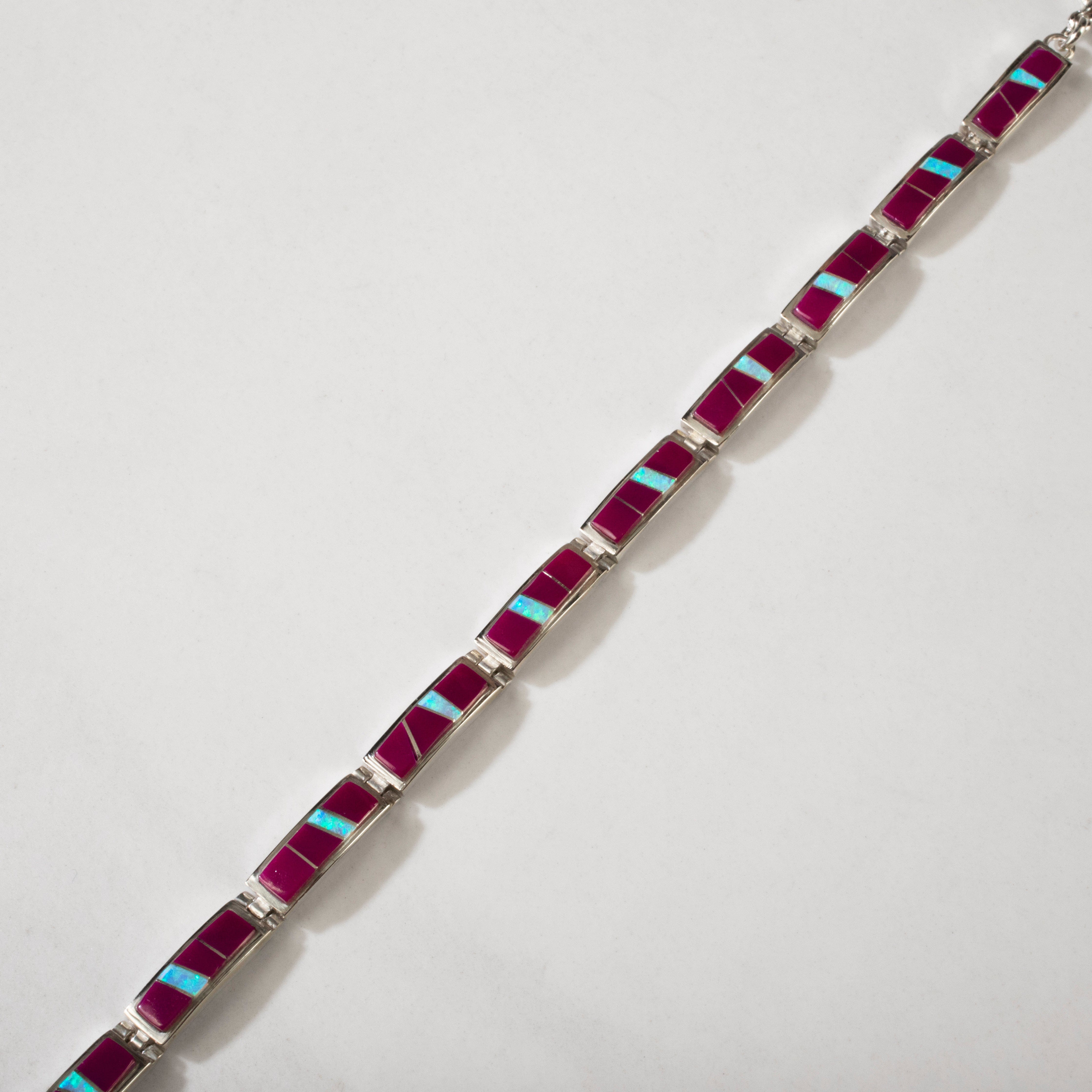 Kalifano Southwest Silver Jewelry Sugilite 925 Sterling Silver Bracelet USA Handmade with Opal Accent NMB.0560.SG