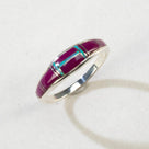 Sugilite 925 Sterling Silver Ring USA Handmade with Laboratory Opal Accent
