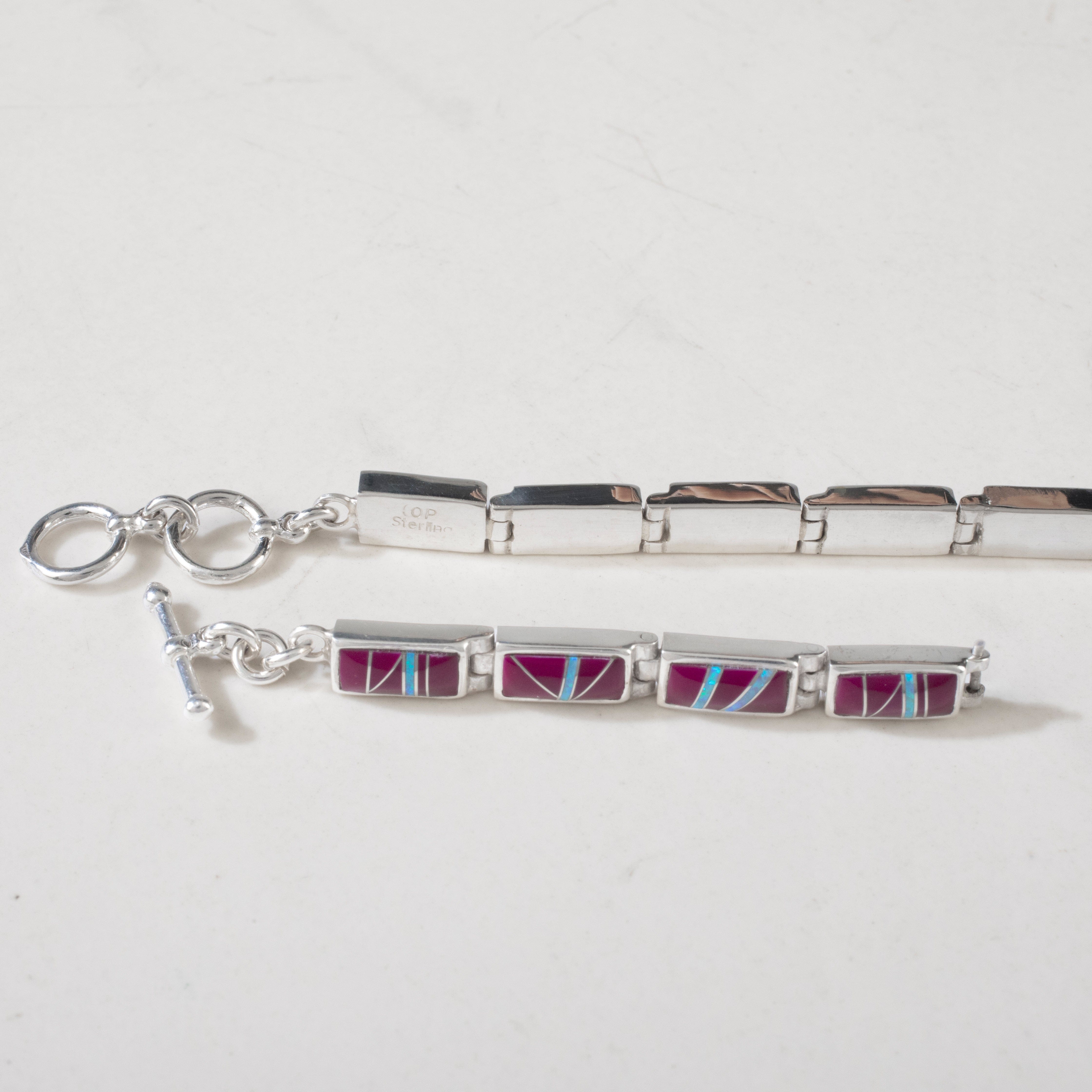Kalifano Southwest Silver Jewelry Sugilite 925 Sterling Silver USA Handmade Bracelet with Opal Accent NMB.0229.SG