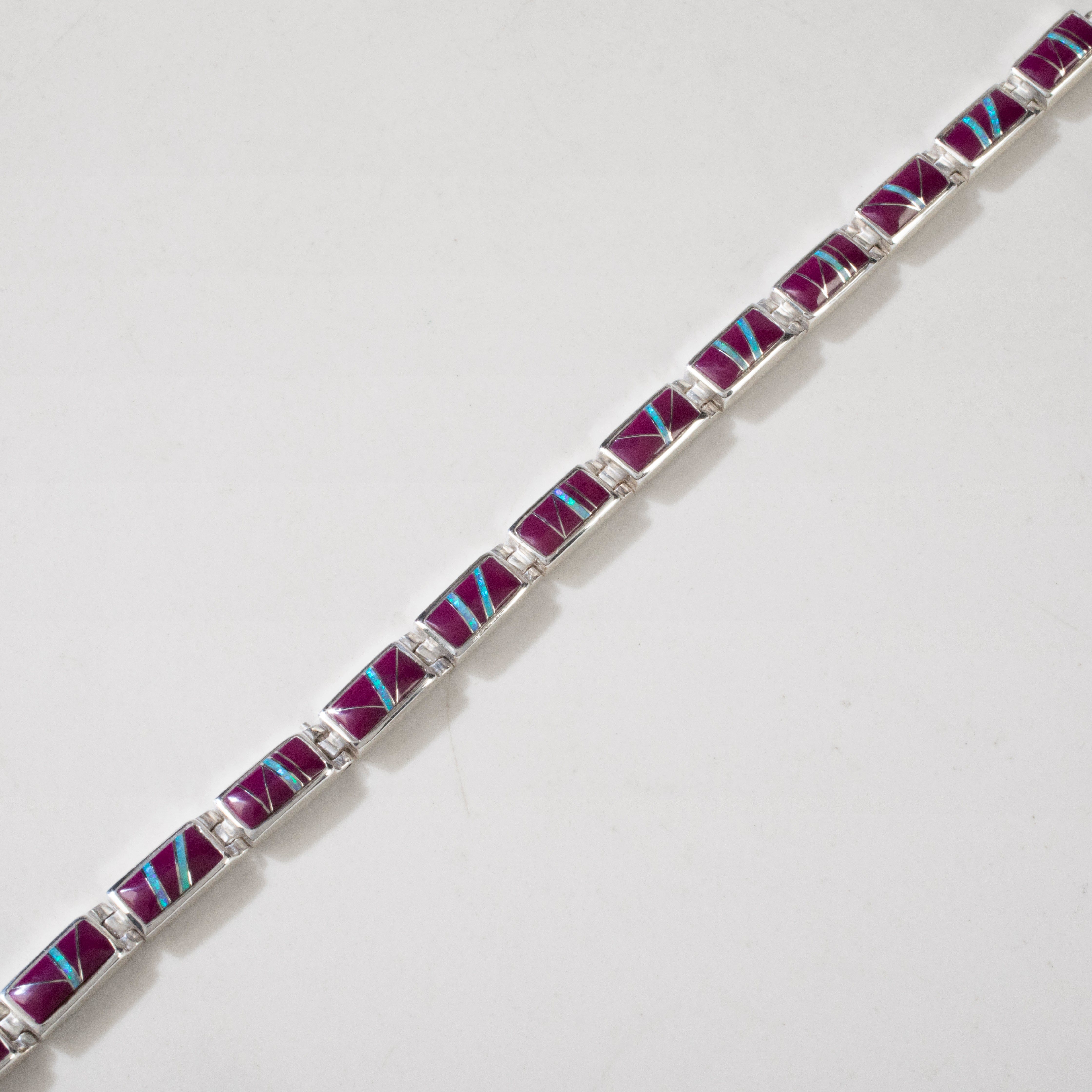 Kalifano Southwest Silver Jewelry Sugilite 925 Sterling Silver USA Handmade Bracelet with Opal Accent NMB.0229.SG
