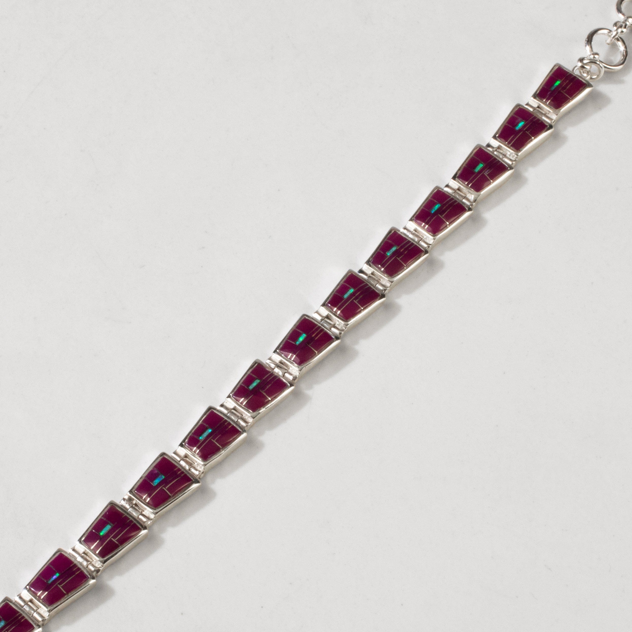 Kalifano Southwest Silver Jewelry Sugilite 925 Sterling Silver USA Handmade Bracelet with Opal Accent NMB.0240.SG