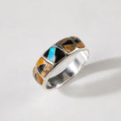 Tiger Eye 925 Sterling Silver Ring Handmade with Laboratory Opal Accent