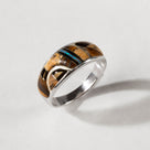 Tiger Eye 925 Sterling Silver Ring USA Handmade with Labratory Opal Accent