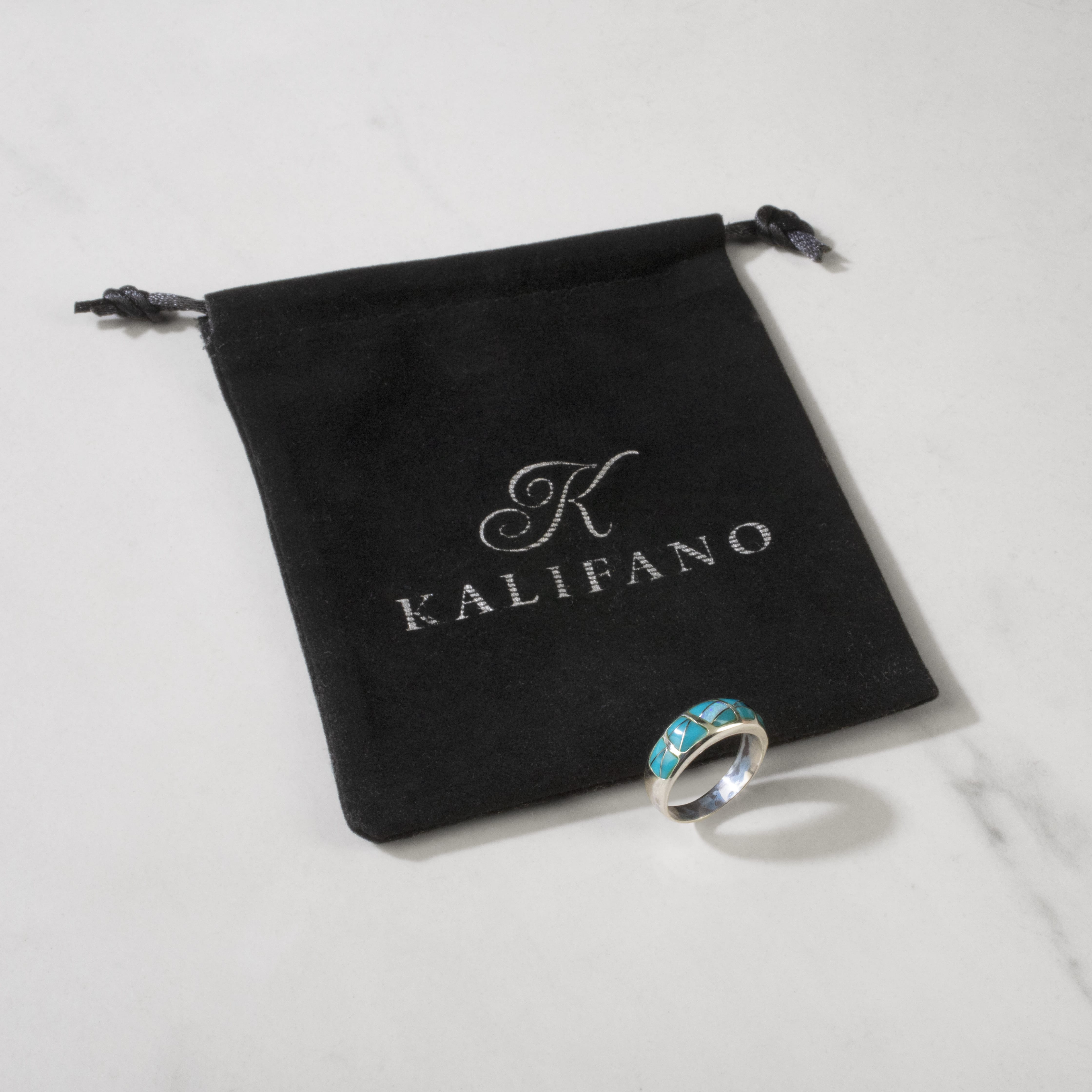 Kalifano Southwest Silver Jewelry Turquoise 925 Sterling Silver Ring Handmade with Laboratory Opal Accent