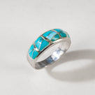 Turquoise 925 Sterling Silver Ring Handmade with Laboratory Opal Accent