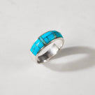 Turquoise 925 Sterling Silver Ring USA Handmade with Labratory Opal Accent