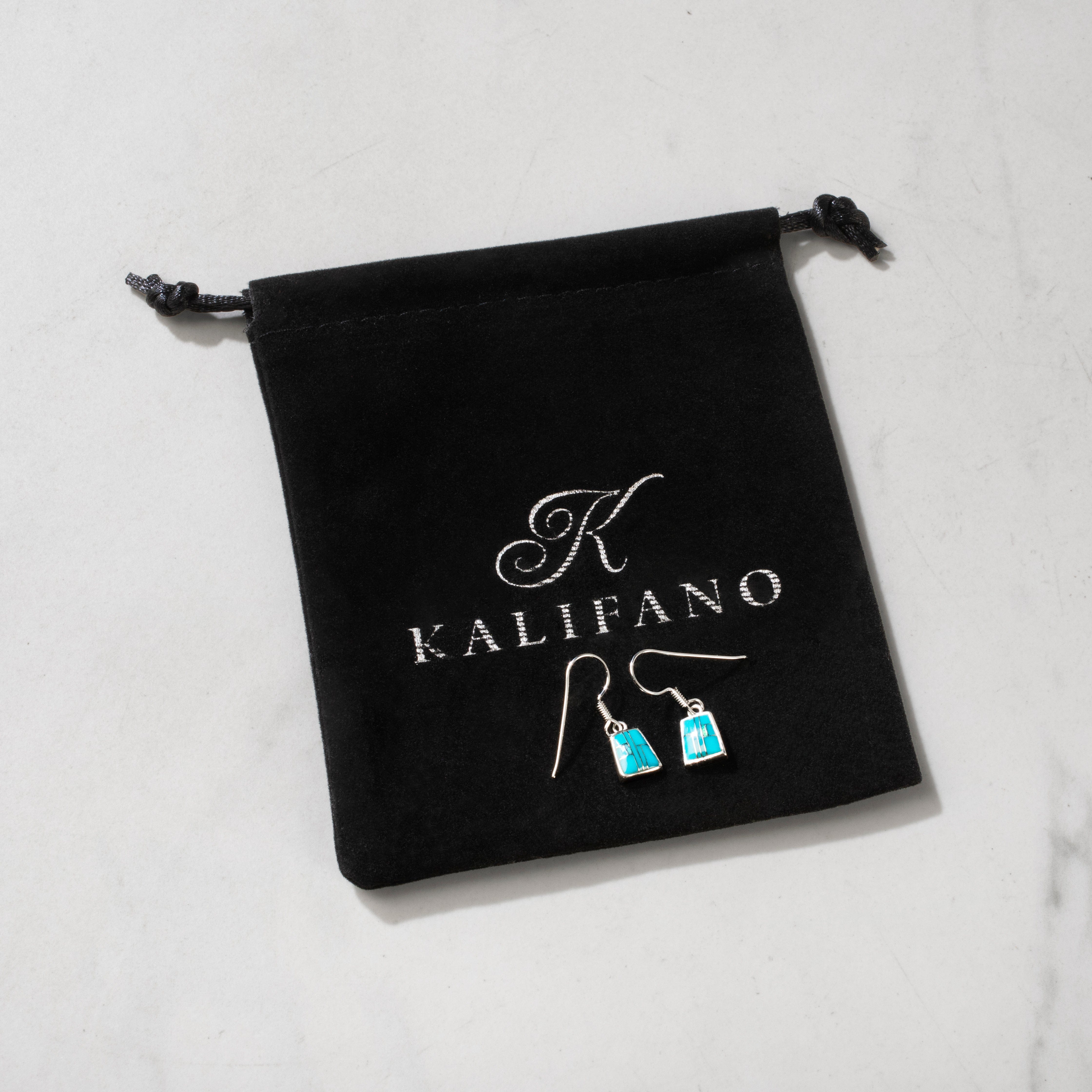 Kalifano Southwest Silver Jewelry Turquoise 925 Sterling Silver USA Handmade Earrings with French Hook NME.0240S.TQ