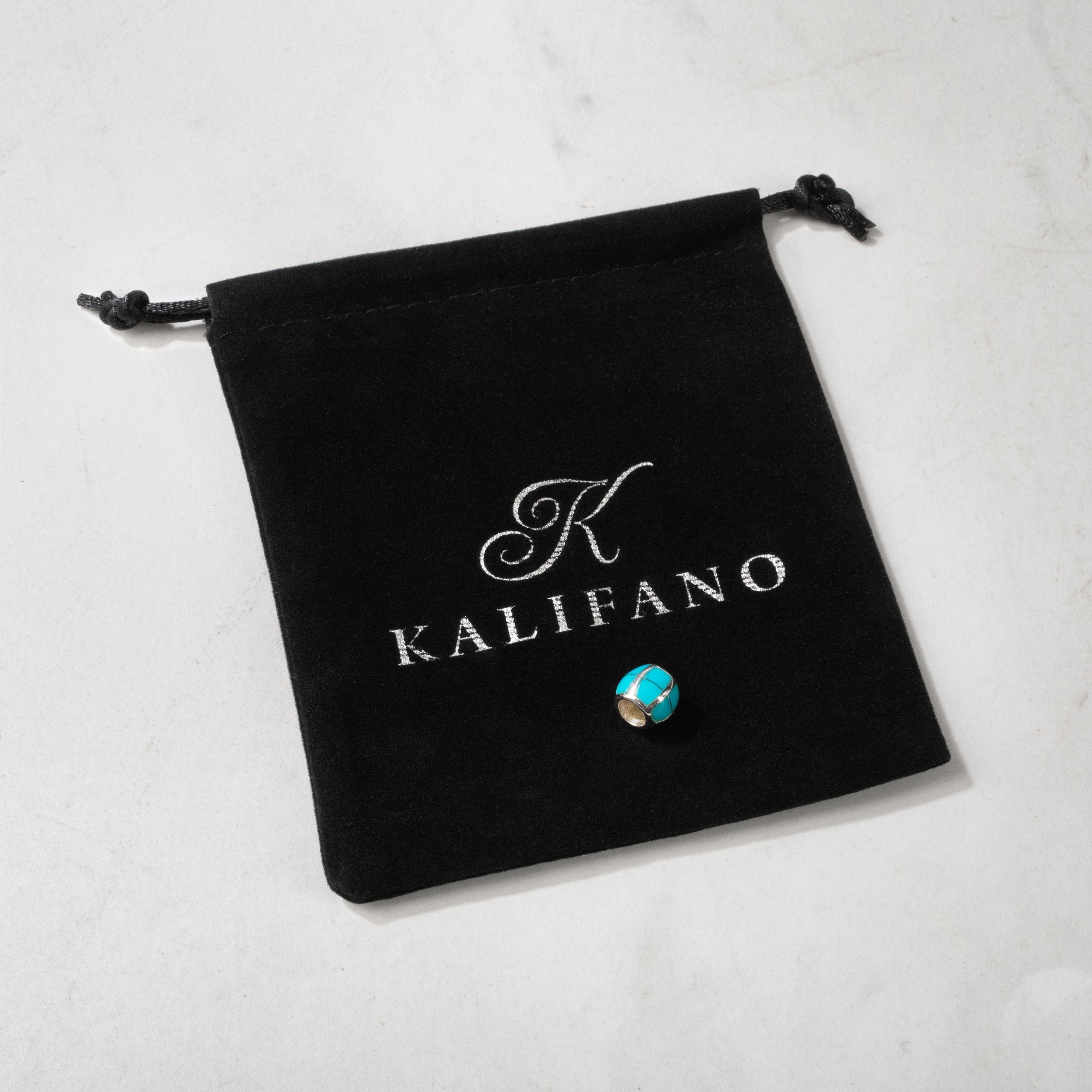 Kalifano Southwest Silver Jewelry Turquoise Bead 925 Sterling Silver USA Handmade Pendant with Opal Accent NMN.0575.TQ