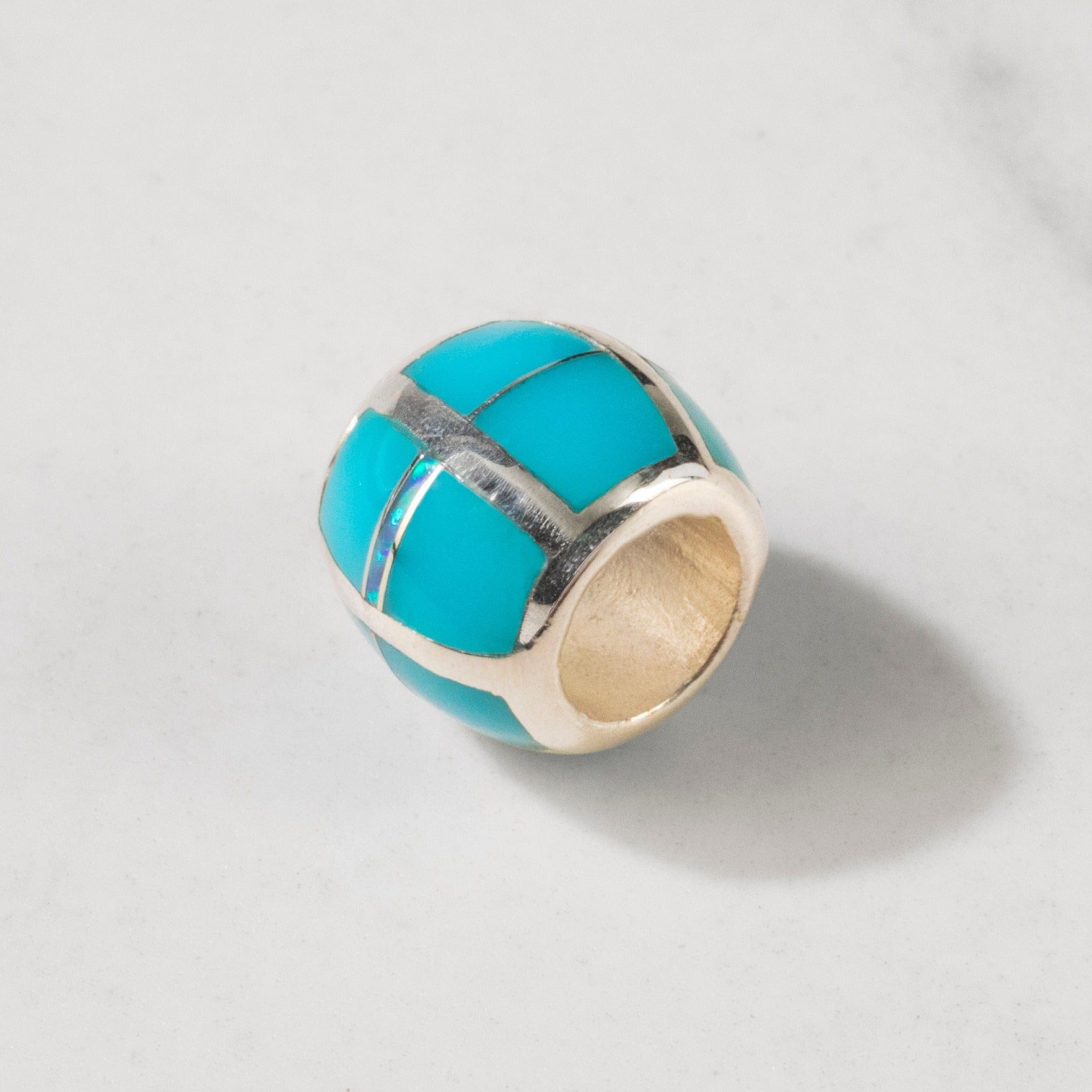 Kalifano Southwest Silver Jewelry Turquoise Bead 925 Sterling Silver USA Handmade Pendant with Opal Accent NMN.0575.TQ