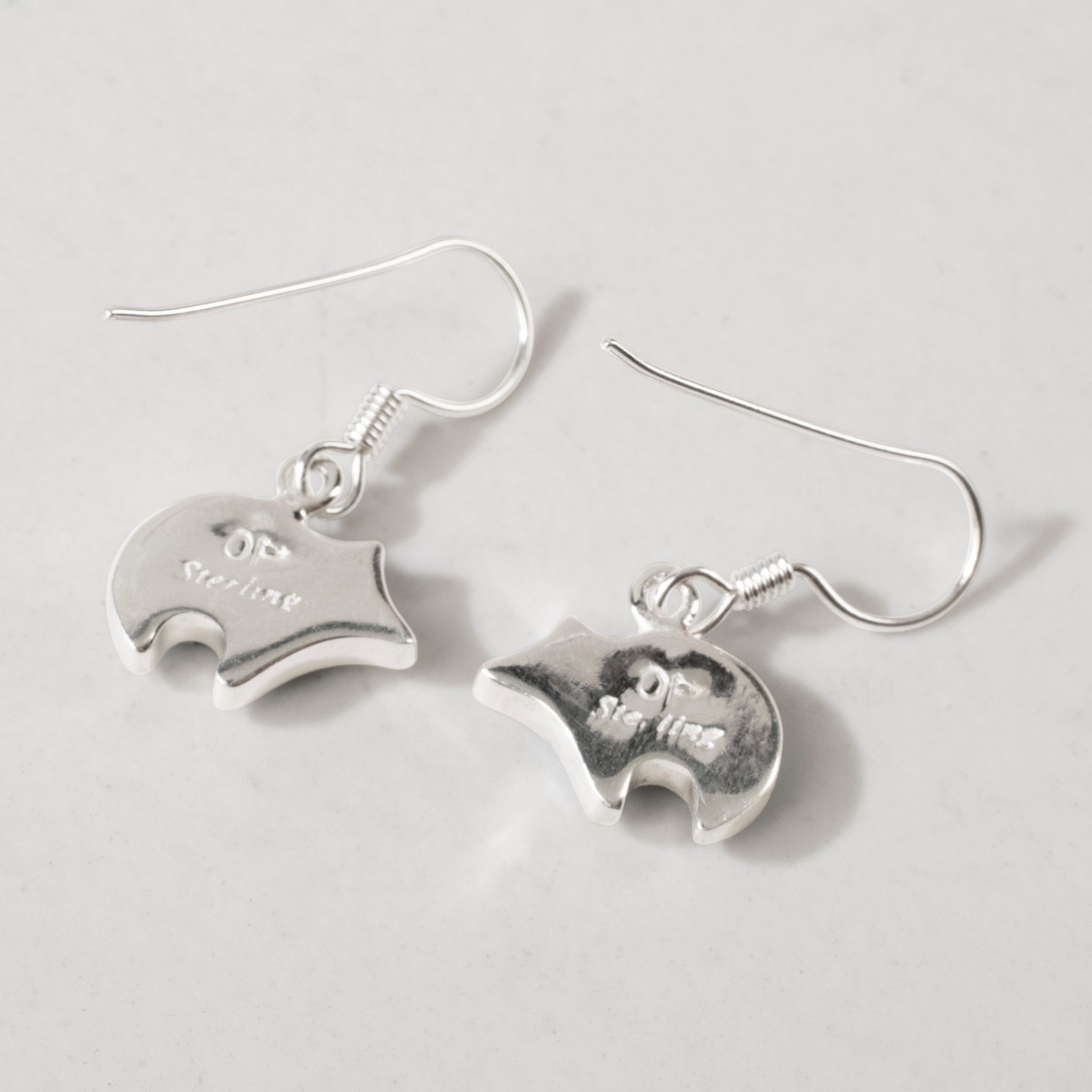 Kalifano Southwest Silver Jewelry Turquoise Bear 925 Sterling Silver USA Handmade Earring with French Hook NME.0451.TQ