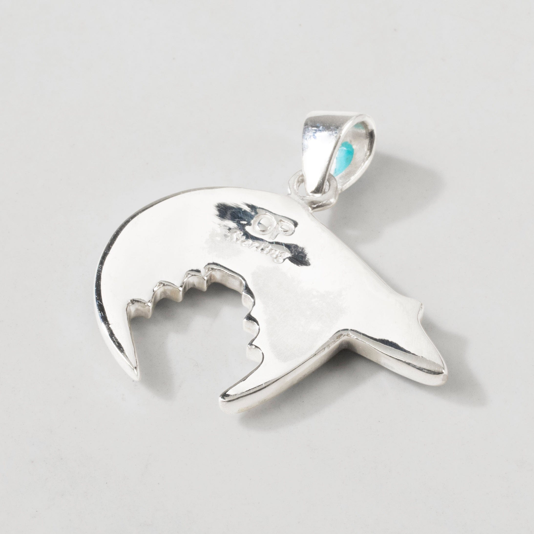 Kalifano Southwest Silver Jewelry Turquoise Bear 925 Sterling Silver USA Handmade Pendant with Opal Accent NMN.0755.TQ