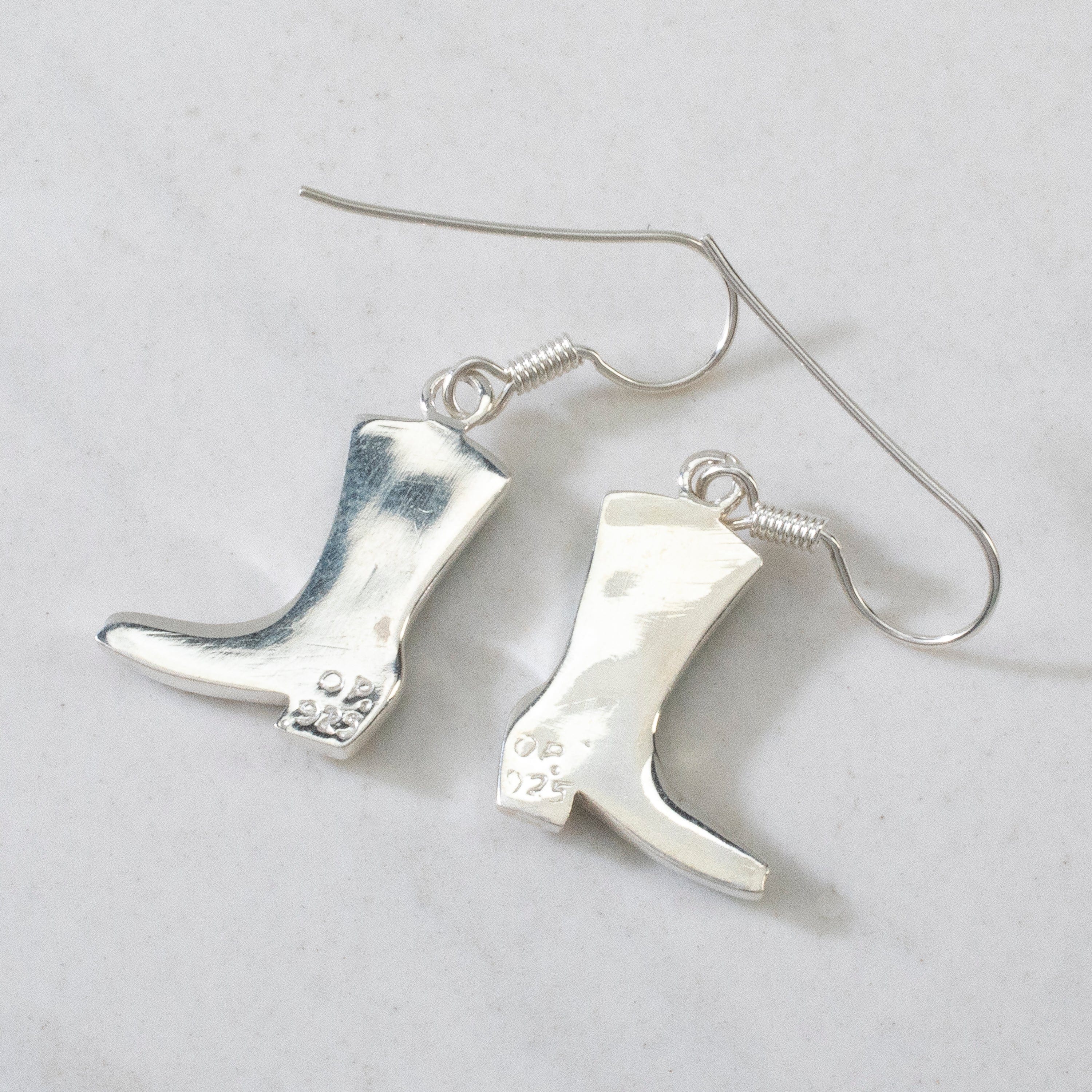 Kalifano Southwest Silver Jewelry Turquoise Boot 925 Sterling Silver Earring with French Hook USA Handmade with Aqua Opal Accent NME.2297.TQ